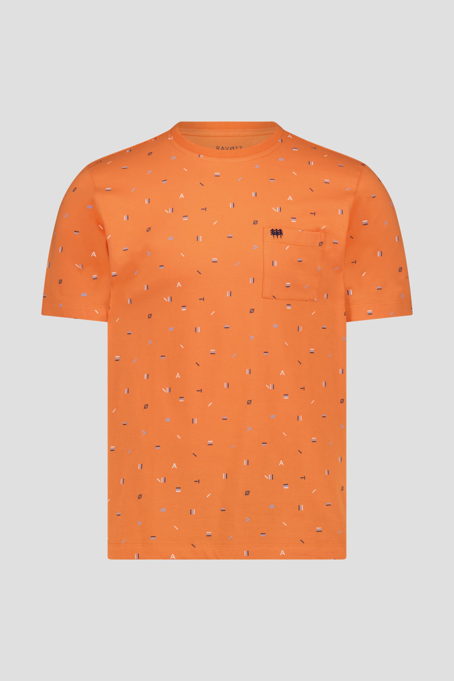 Oranje T-shirt met fijne print van Ravøtt voor Heren