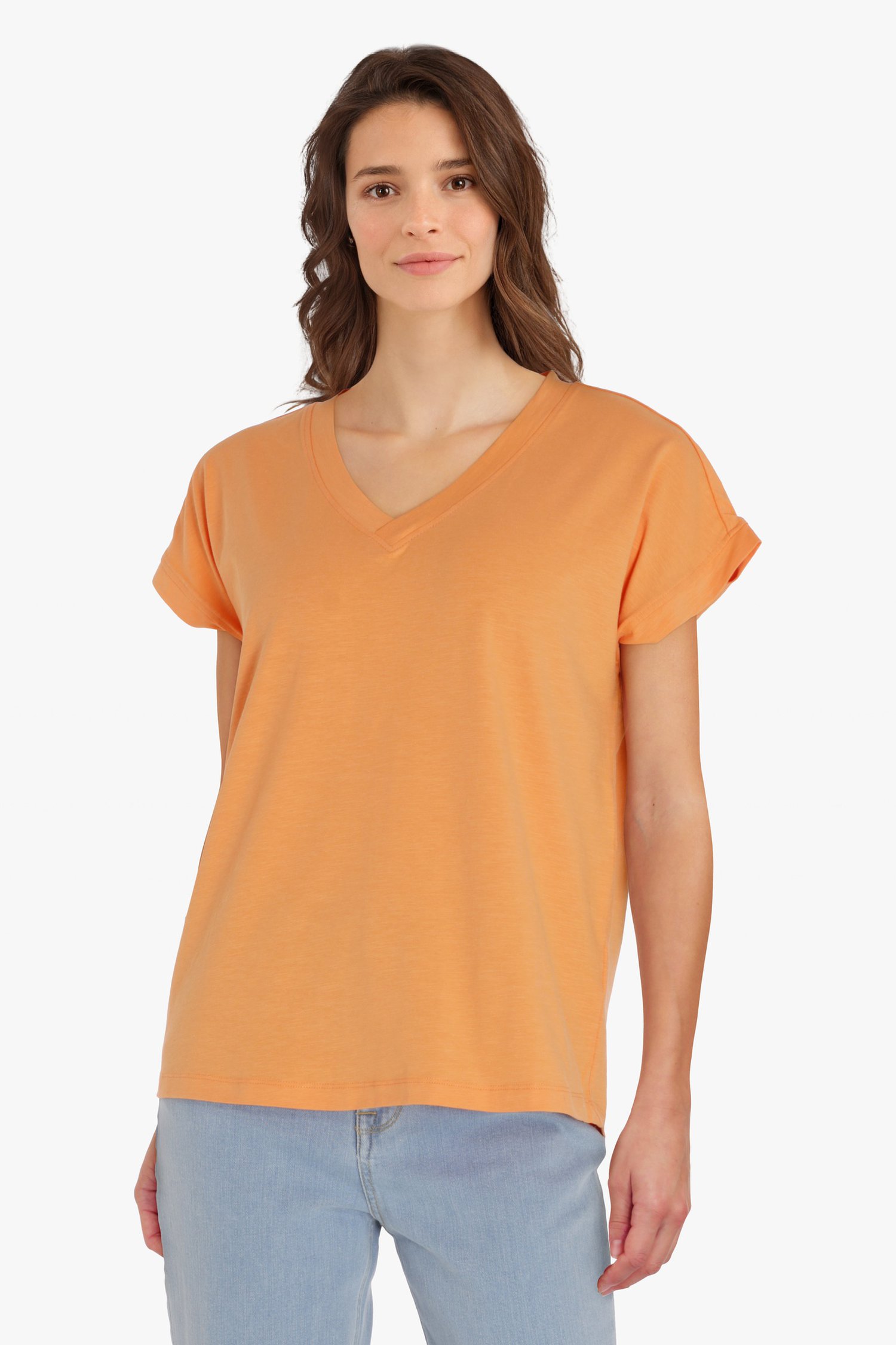 Kostuum verlangen teer Oranje T-shirt met V-hals van B. Coastline | 9624925 | e5