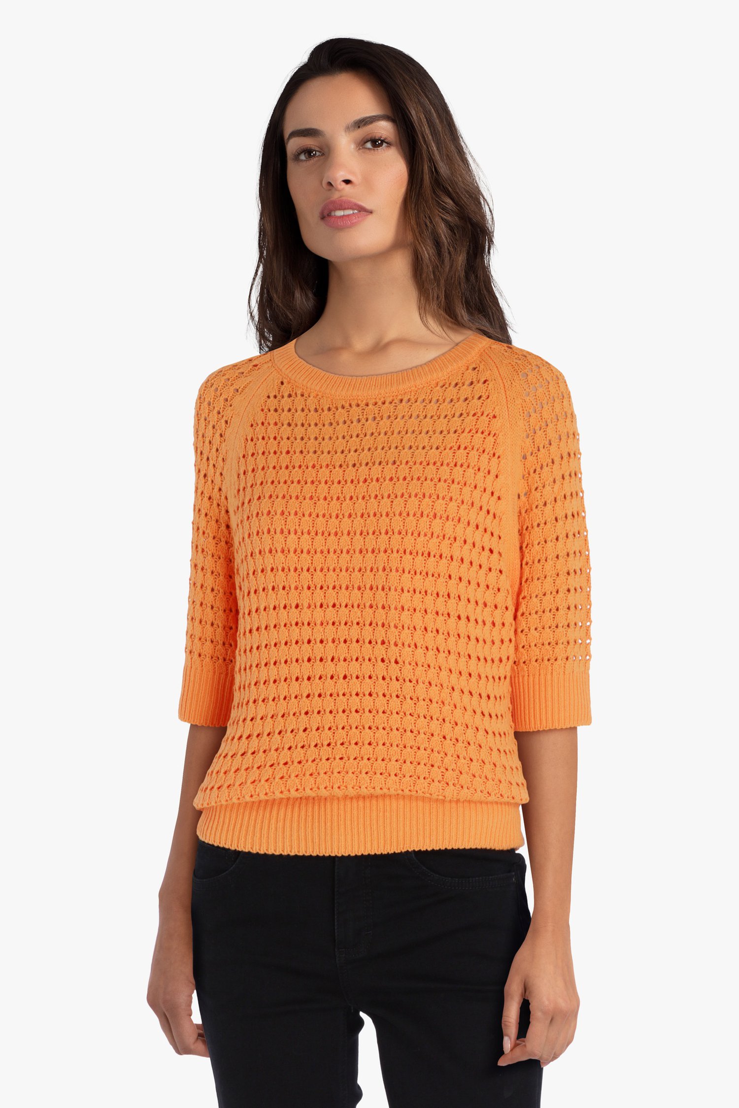 Oranje trui in structuurbrei van D'Auvry voor Dames