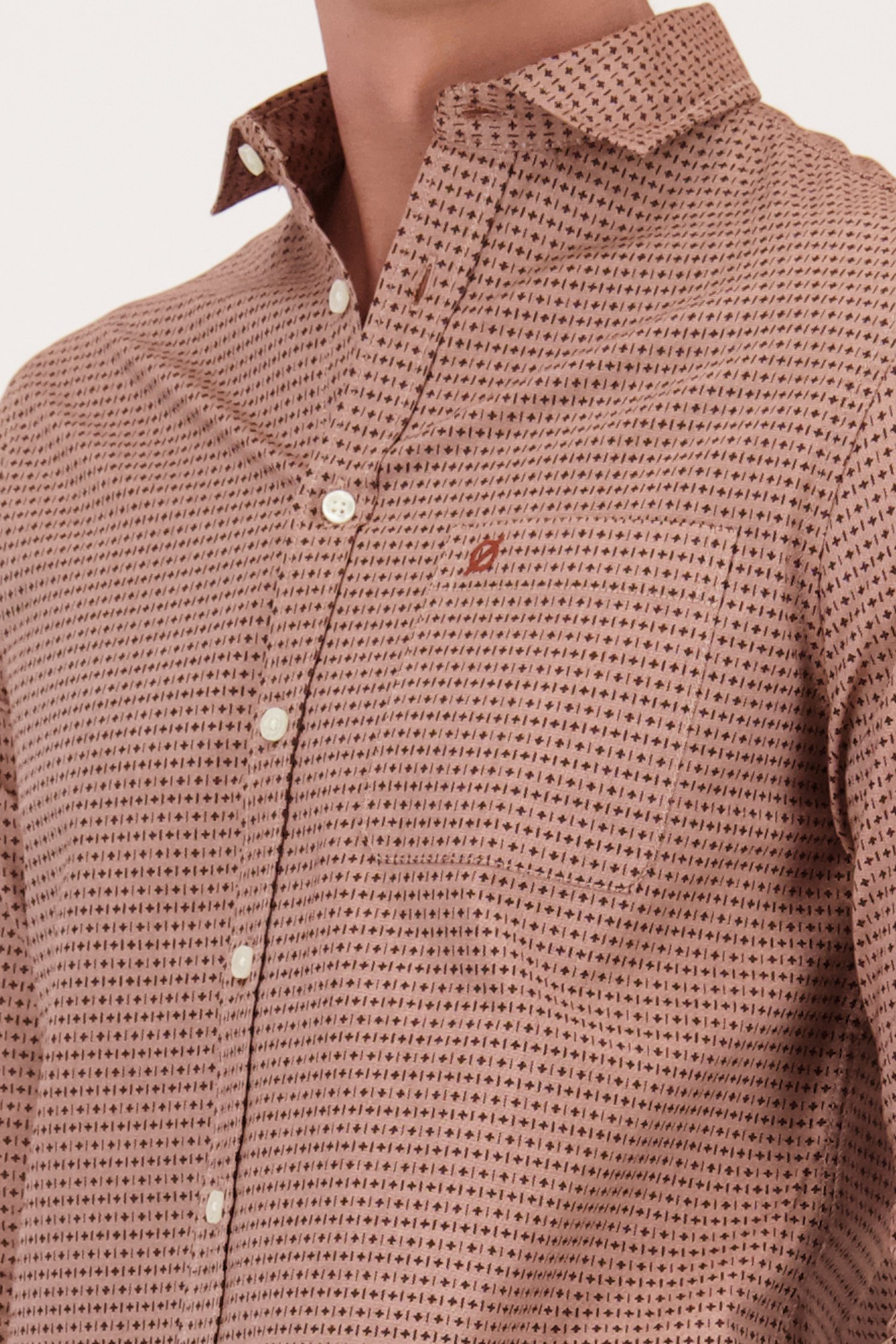 Oranjebruin hemd met fijne print - Regular fit van Ravøtt voor Heren