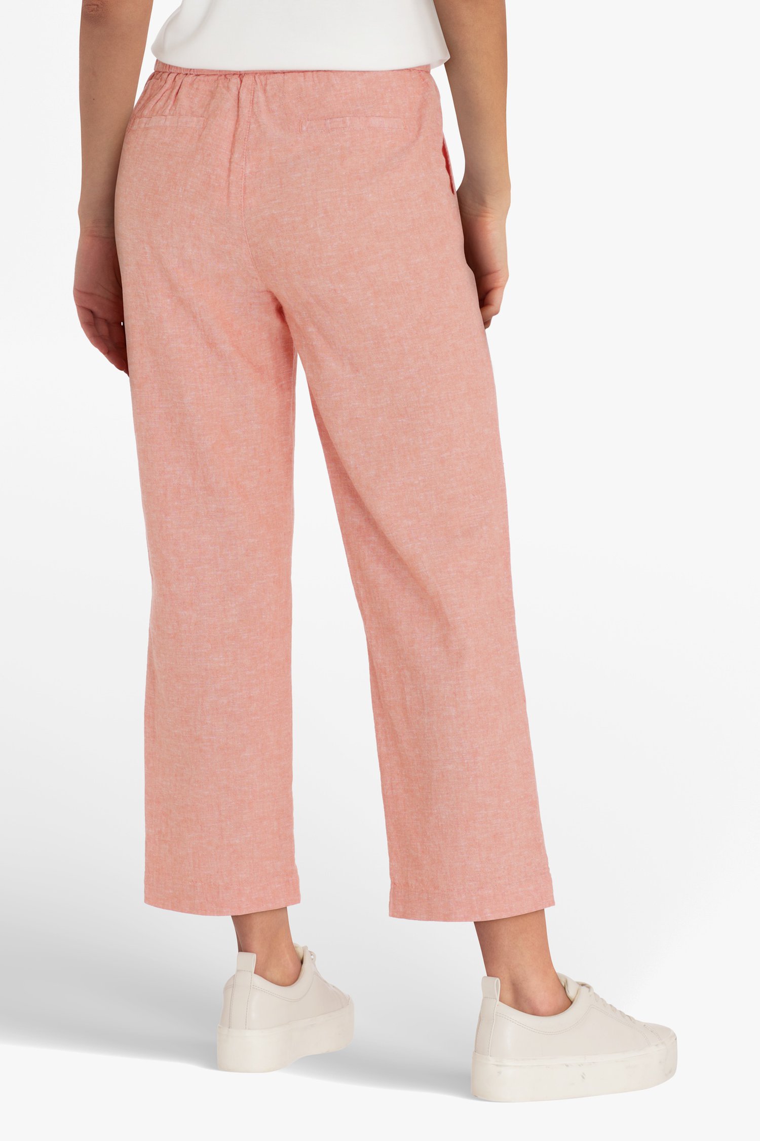 Oranjeroze broek in katoen en linnen -straight fit van Liberty Island voor Dames