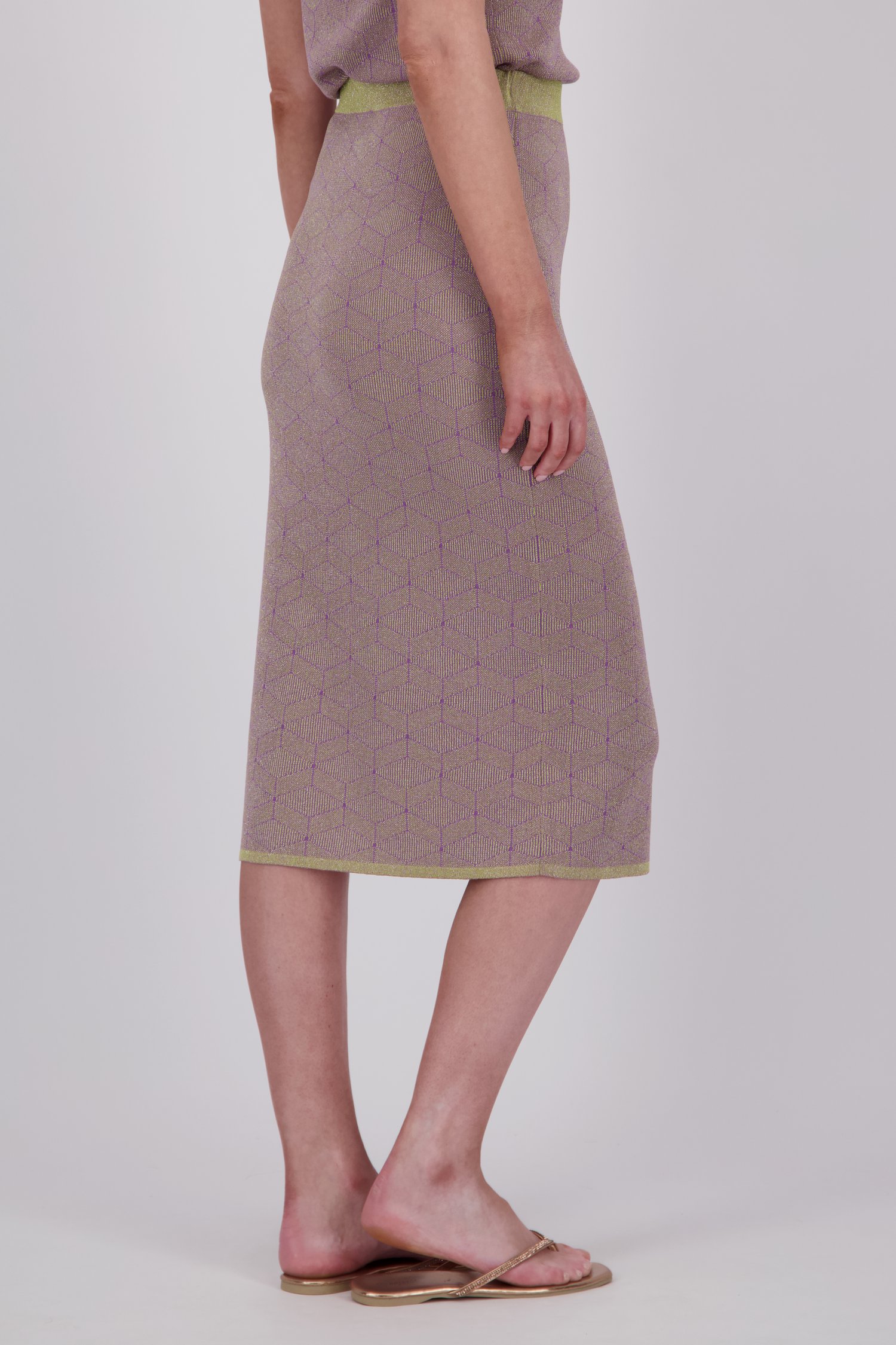Paars-groene tricot midirok met glitter van Libelle voor Dames