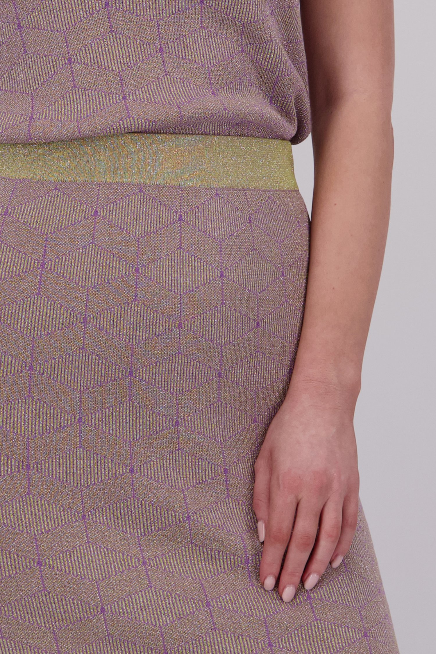 Paars-groene tricot midirok met glitter van Libelle voor Dames