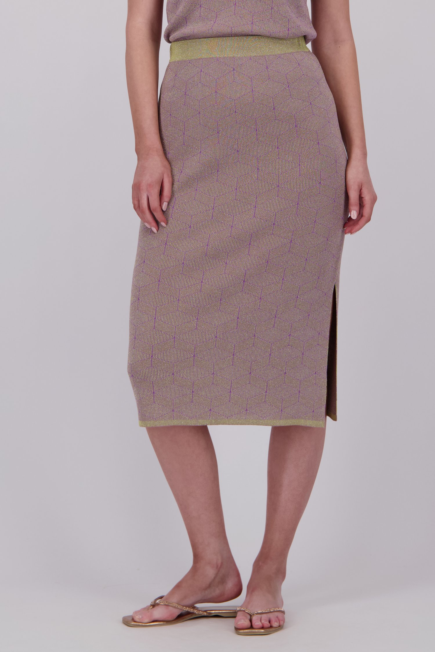 Paars-groene tricot midirok met glitter van Libelle voor Dames