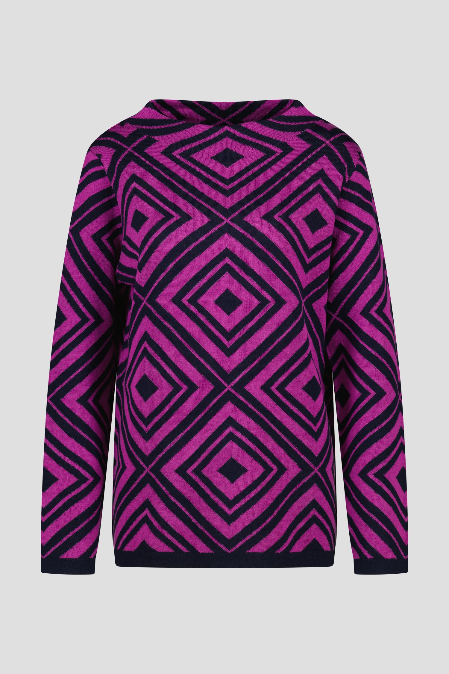 Paars truitje met navy grafische print van Signature voor Dames