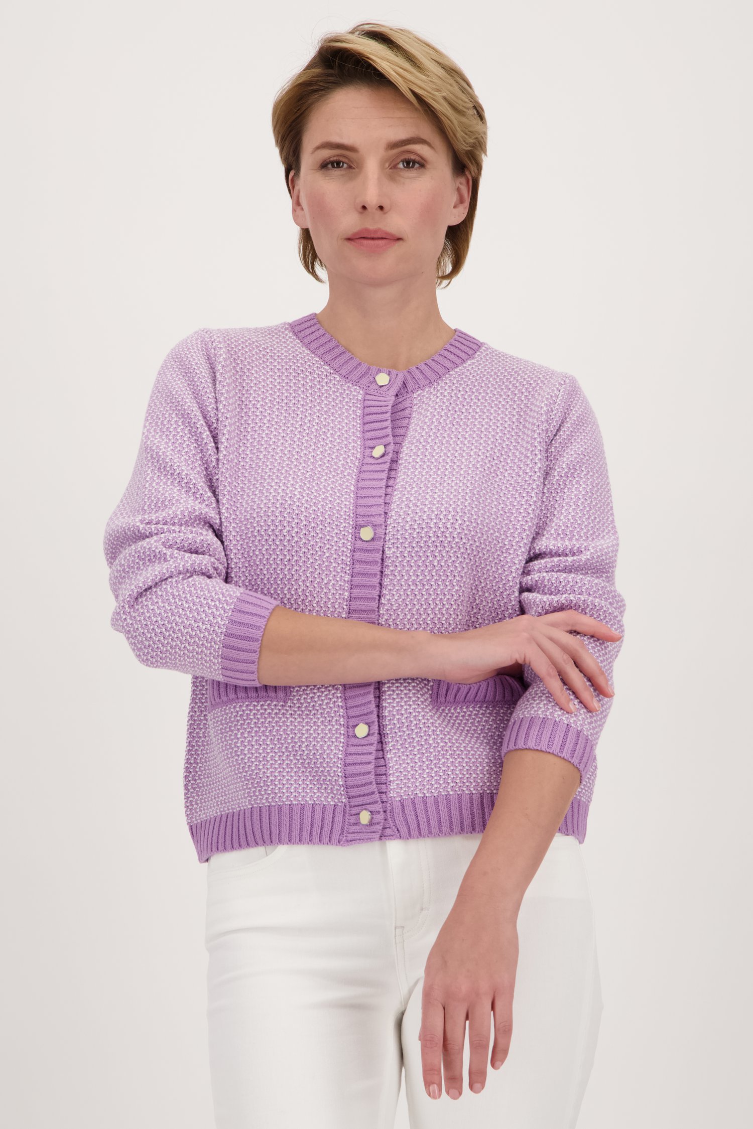 Paars-wit gemêleerde cardigan van Signature voor Dames