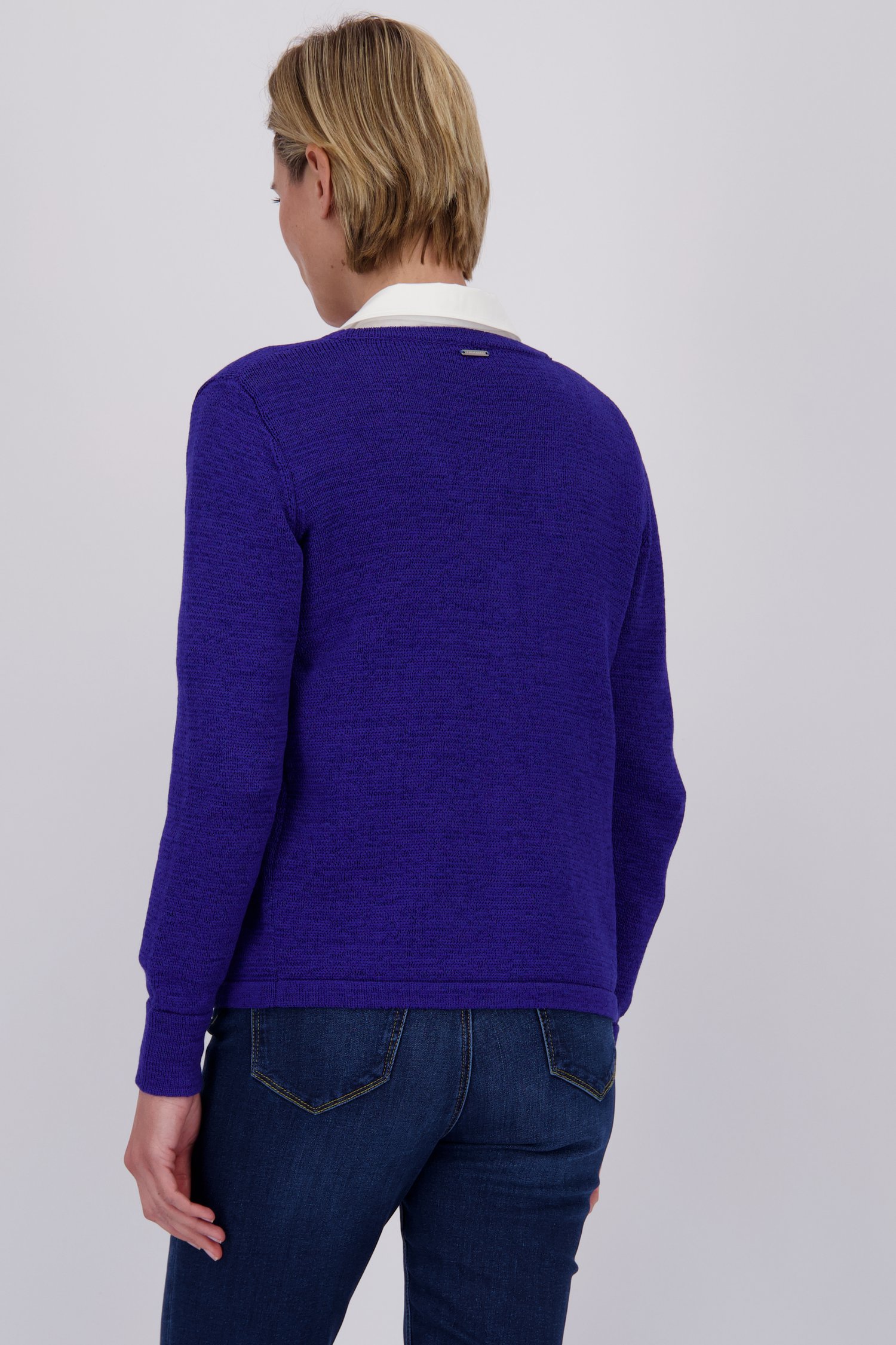 Paarsblauwe gebreide cardigan met één knoop van Claude Arielle voor Dames