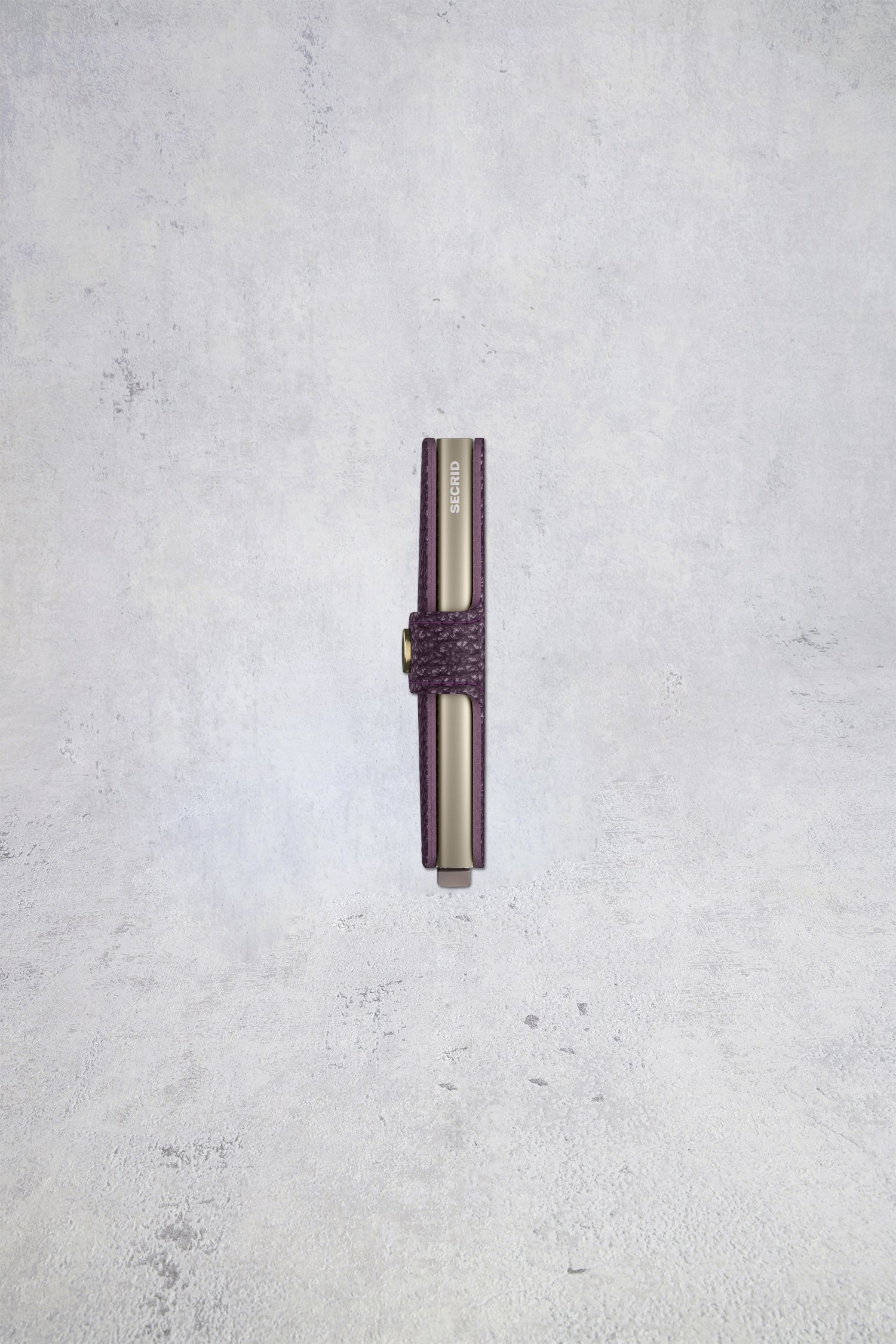 Achterkant van Paarse lederen kaarthouder - Miniwallet Pebble door Secri voor Dames