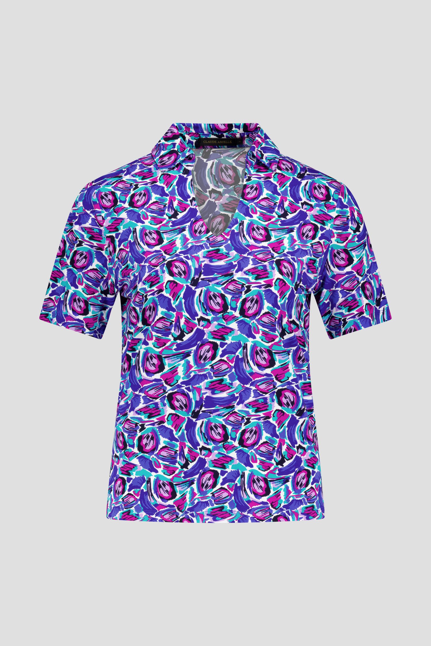Paarse polo met print van Claude Arielle voor Dames