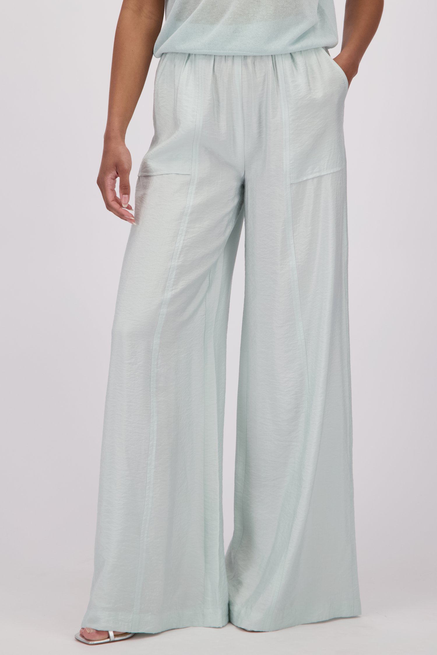 Pantalon ample turquoise en tissu brillant de Louise pour Femmes