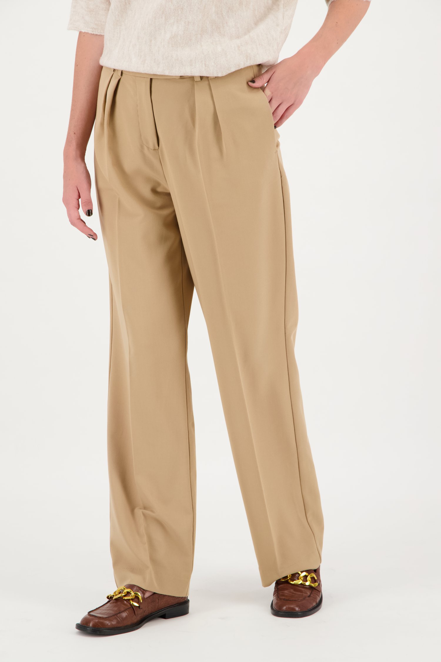 Pantalon beige - straight fit de D'Auvry pour Femmes