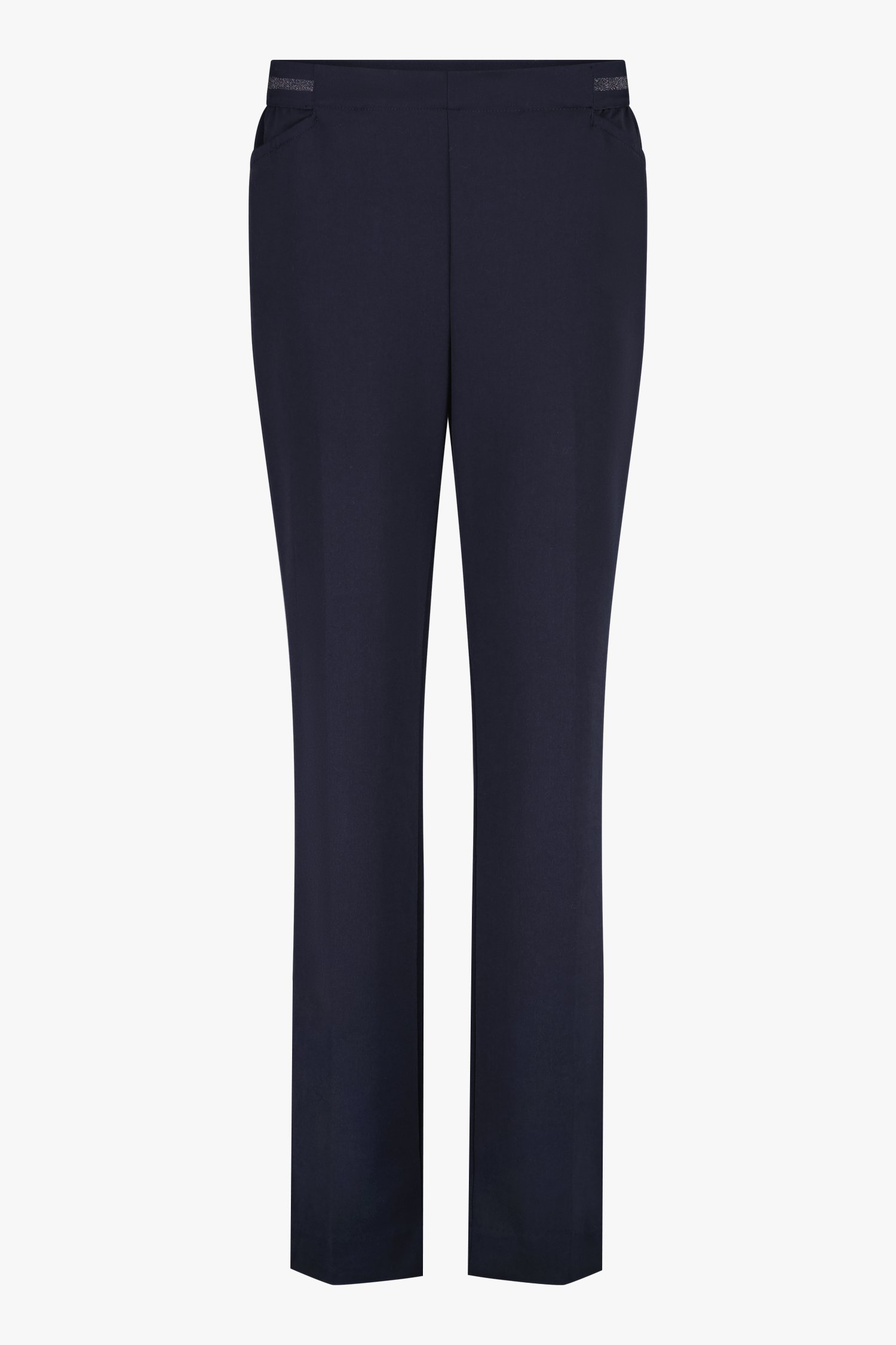 Pantalon bleu foncé avec taille élastiquée de Claude Arielle pour Femmes