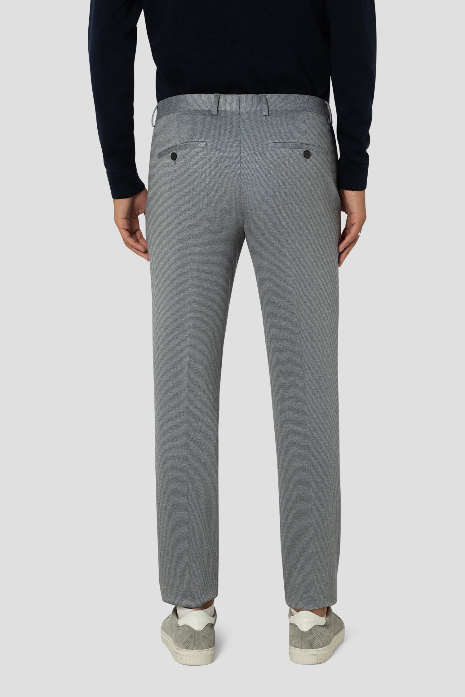 Le dos de Pantalon de costume bleu chiné de Benvenuto pour Hommes