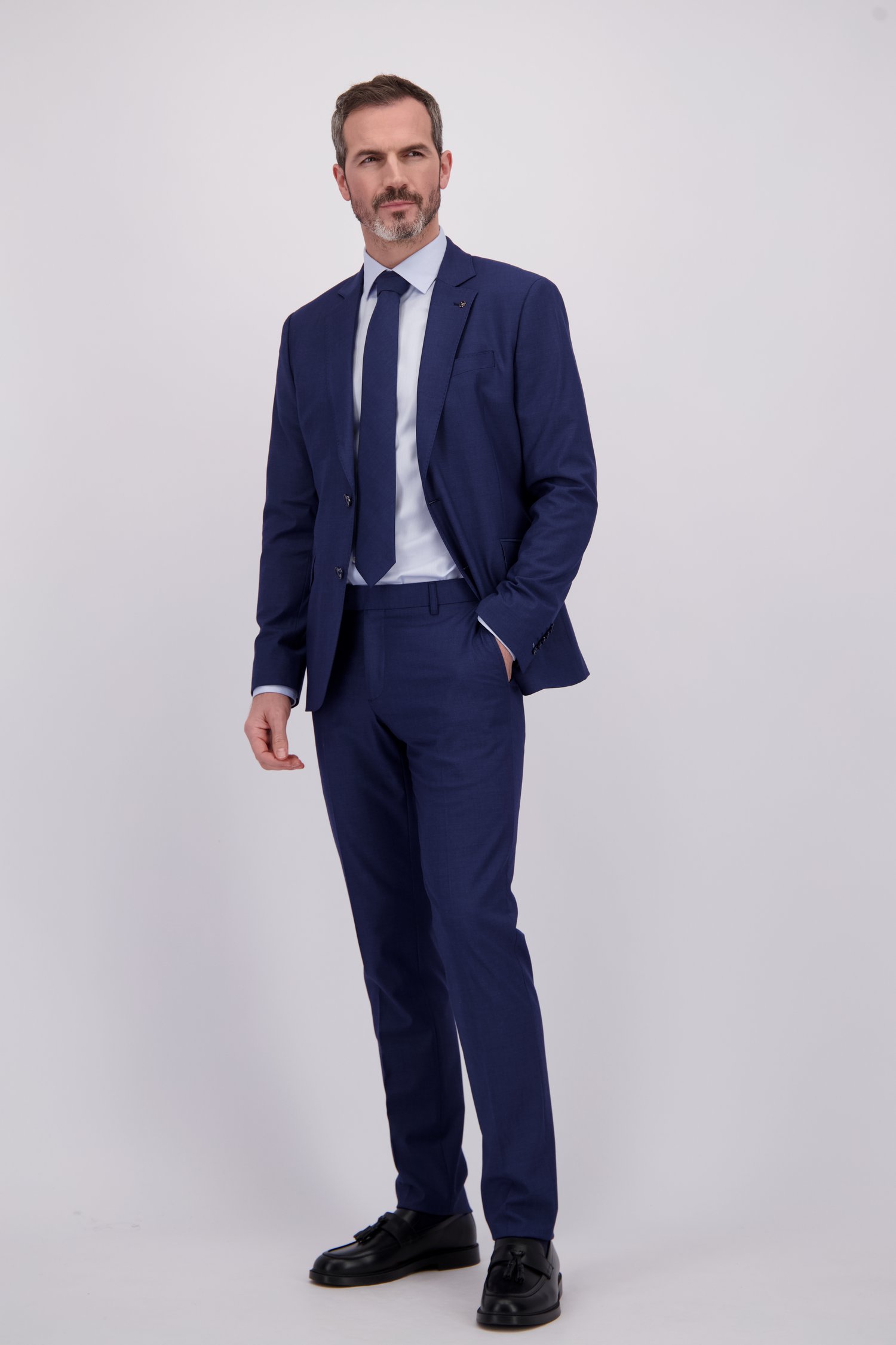 Le devant de Pantalon de costume bleu foncé - Slim fit de Dansaert Black pour Hommes