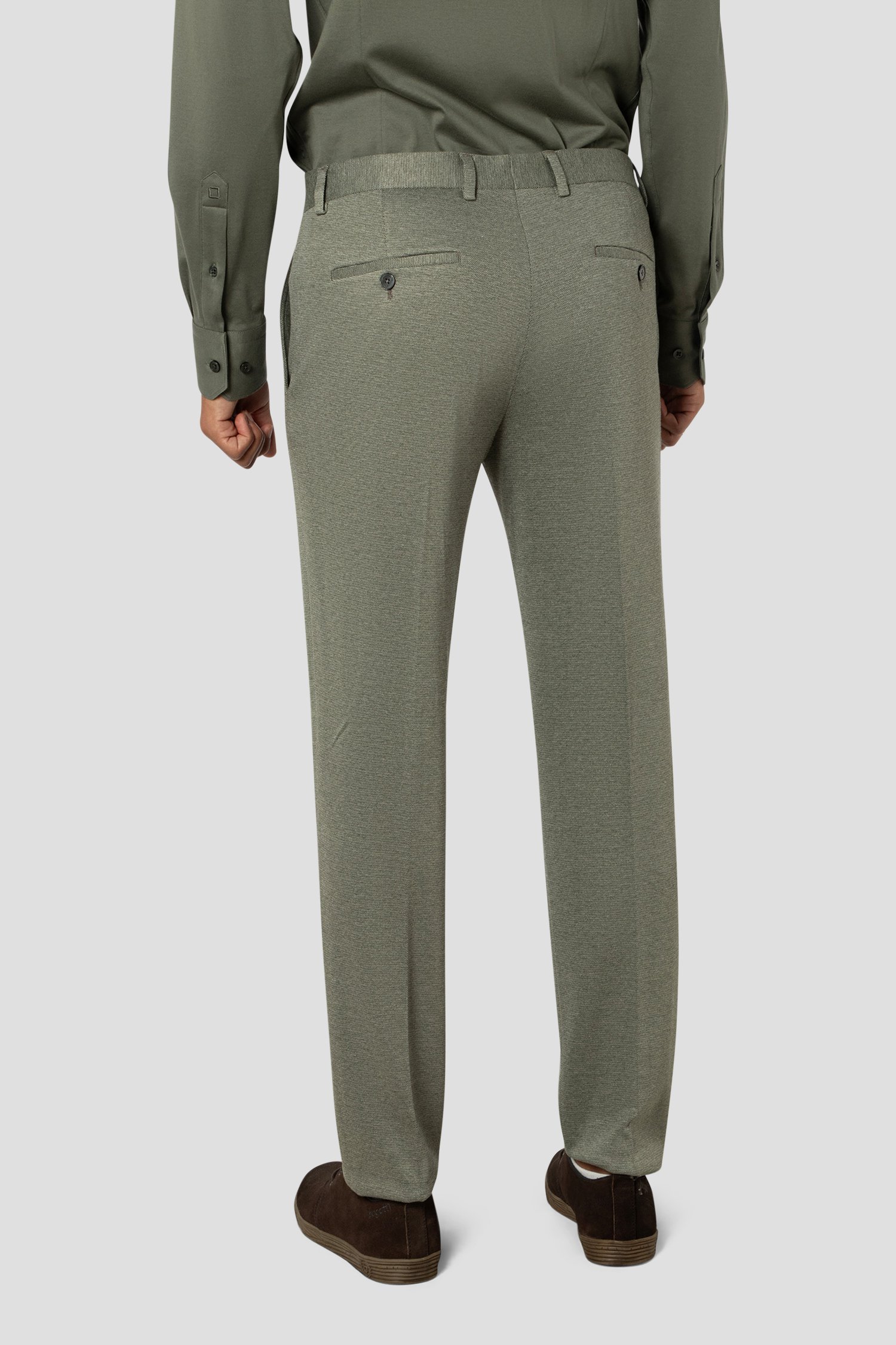 Le dos de Pantalon de costume vert chiné de Benvenuto pour Hommes
