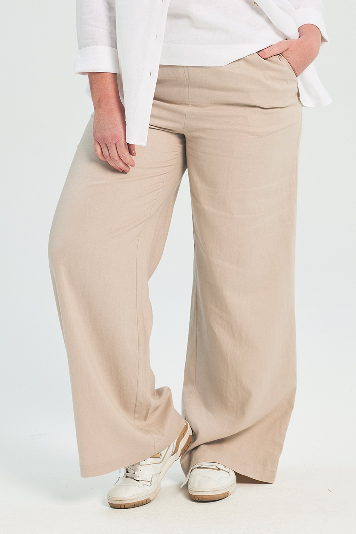 Pantalon en lin beige clair 	 de Liberty Island pour Femmes