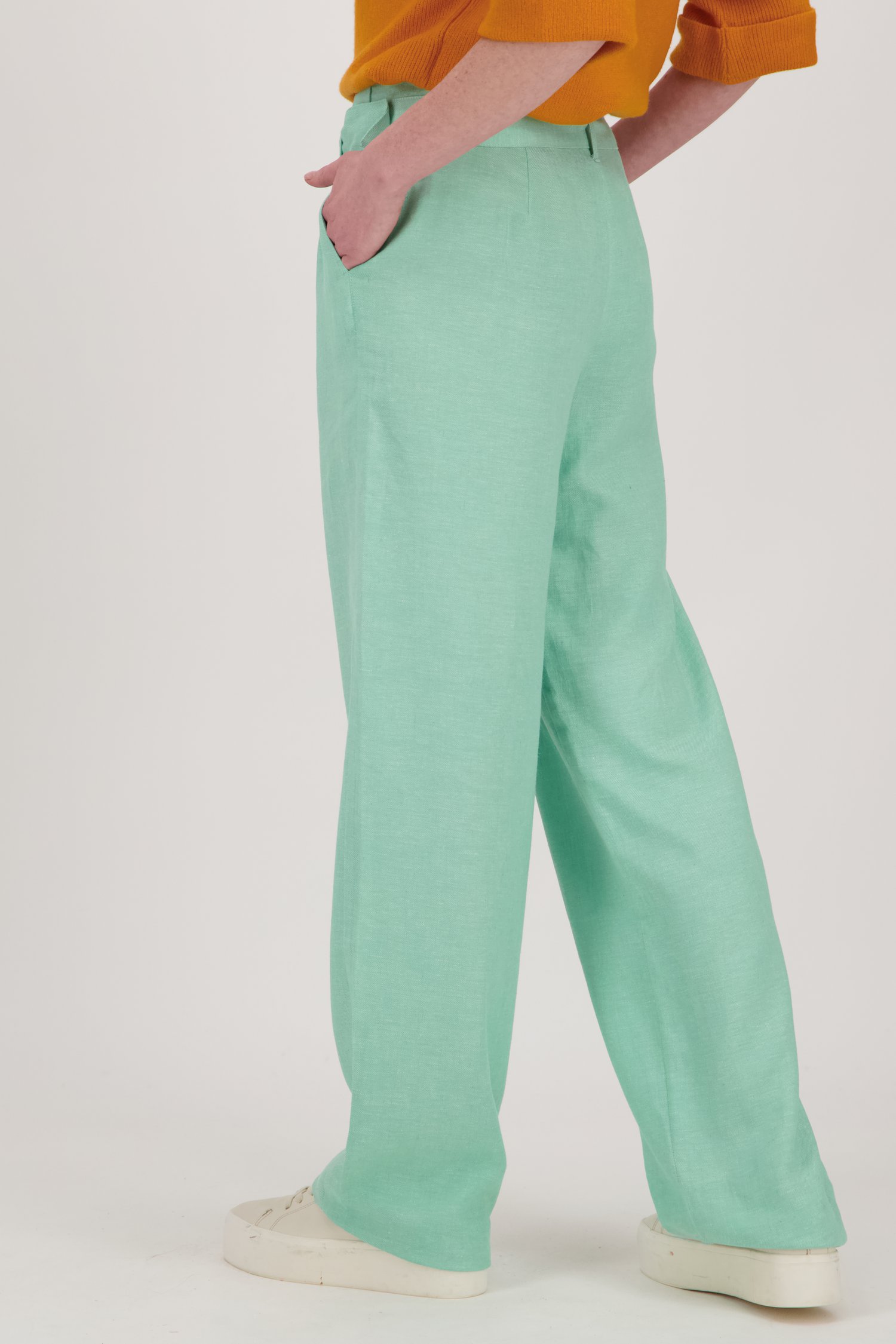 Pantalon en lin vert clair de Libelle pour Femmes