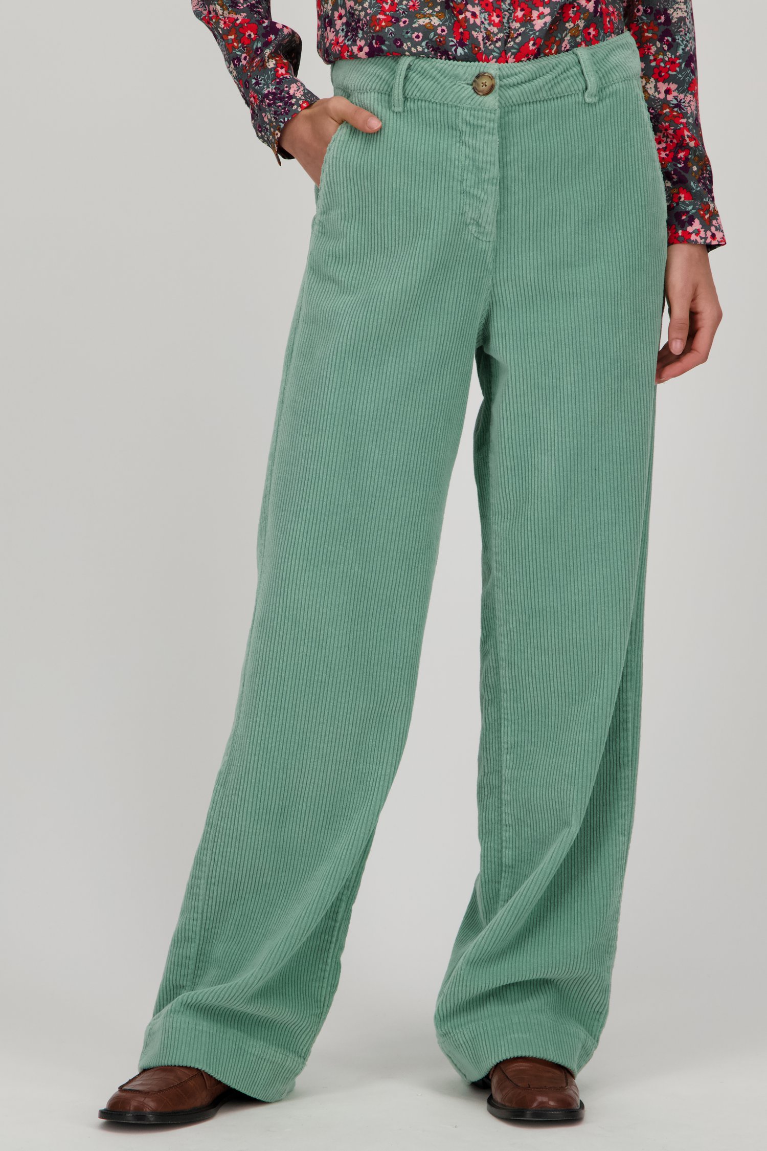 Pantalon en velours côtelé vert menthe	 de Libelle pour Femmes