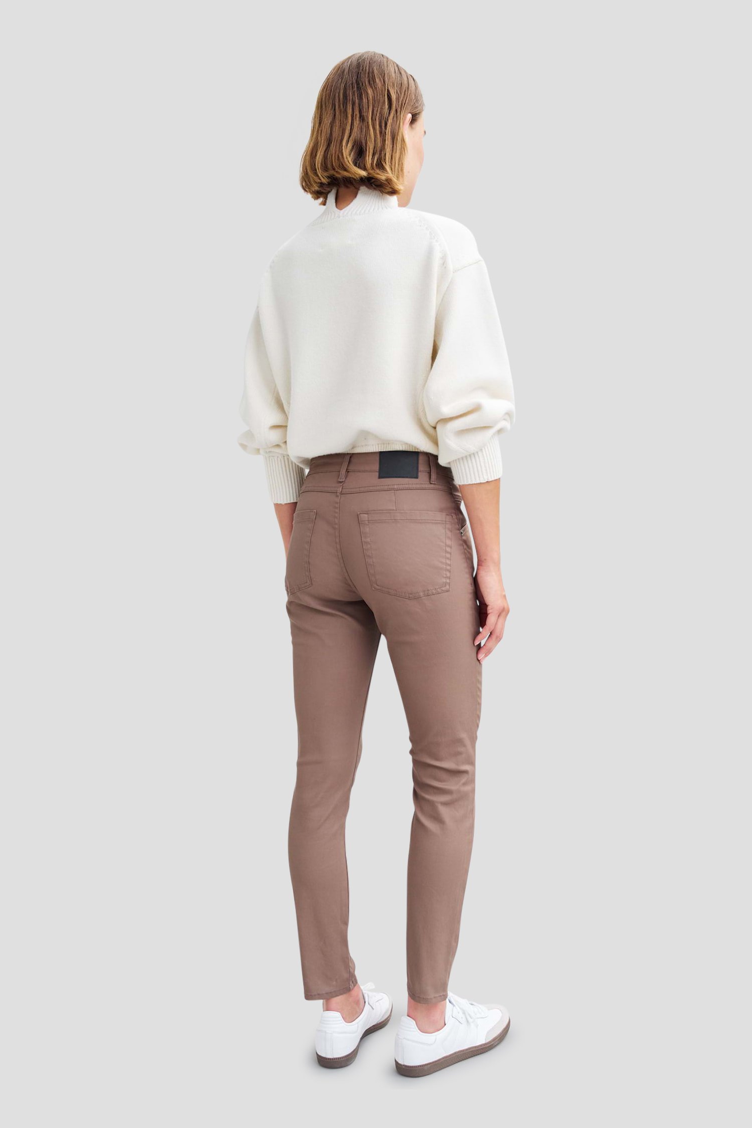 Pantalon enduit marron - Slim fit de Opus pour Femmes