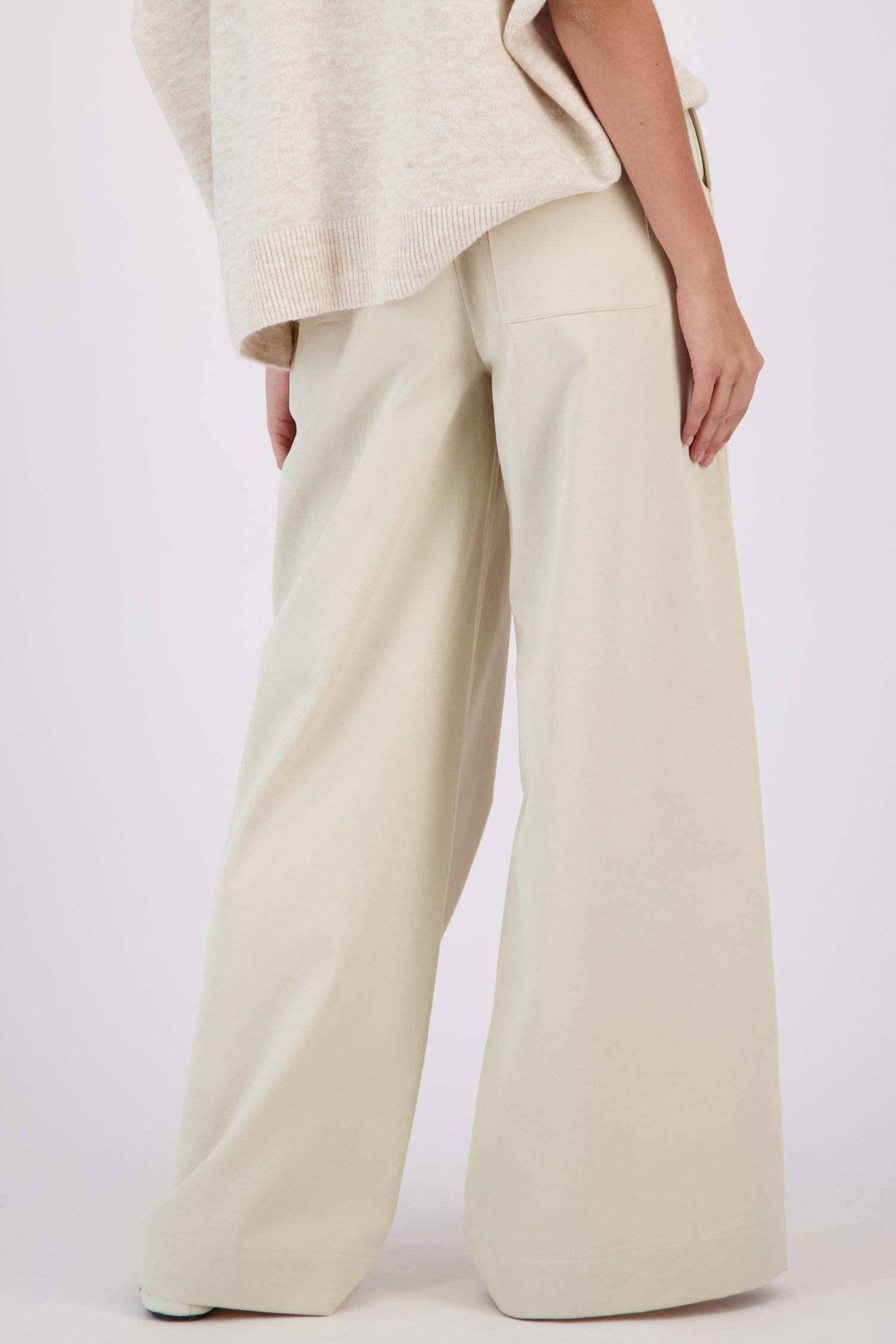 Le dos de Pantalon large beige clair de Louise pour Femmes