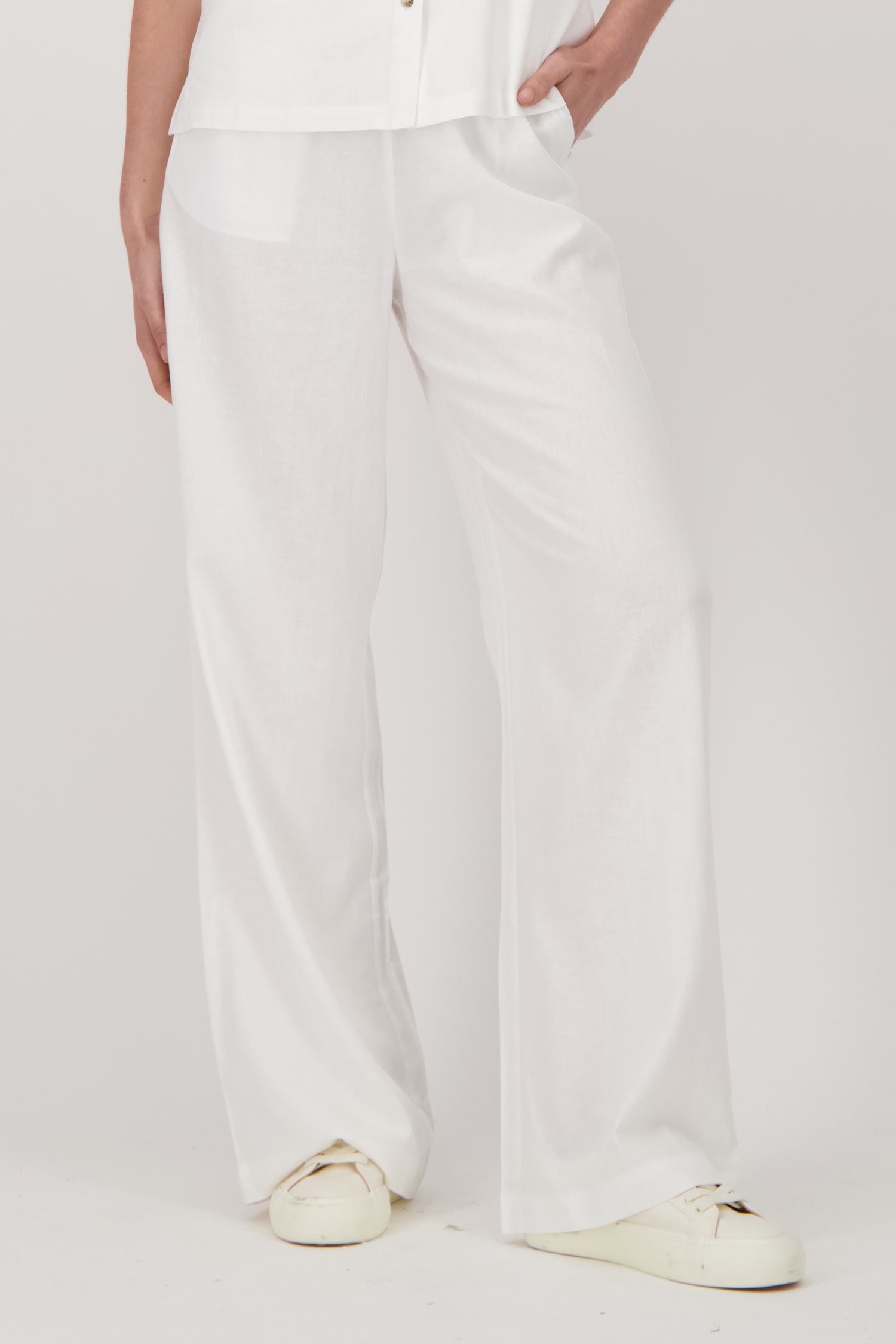 Pantalon large en lin blanc  de Liberty Island pour Femmes