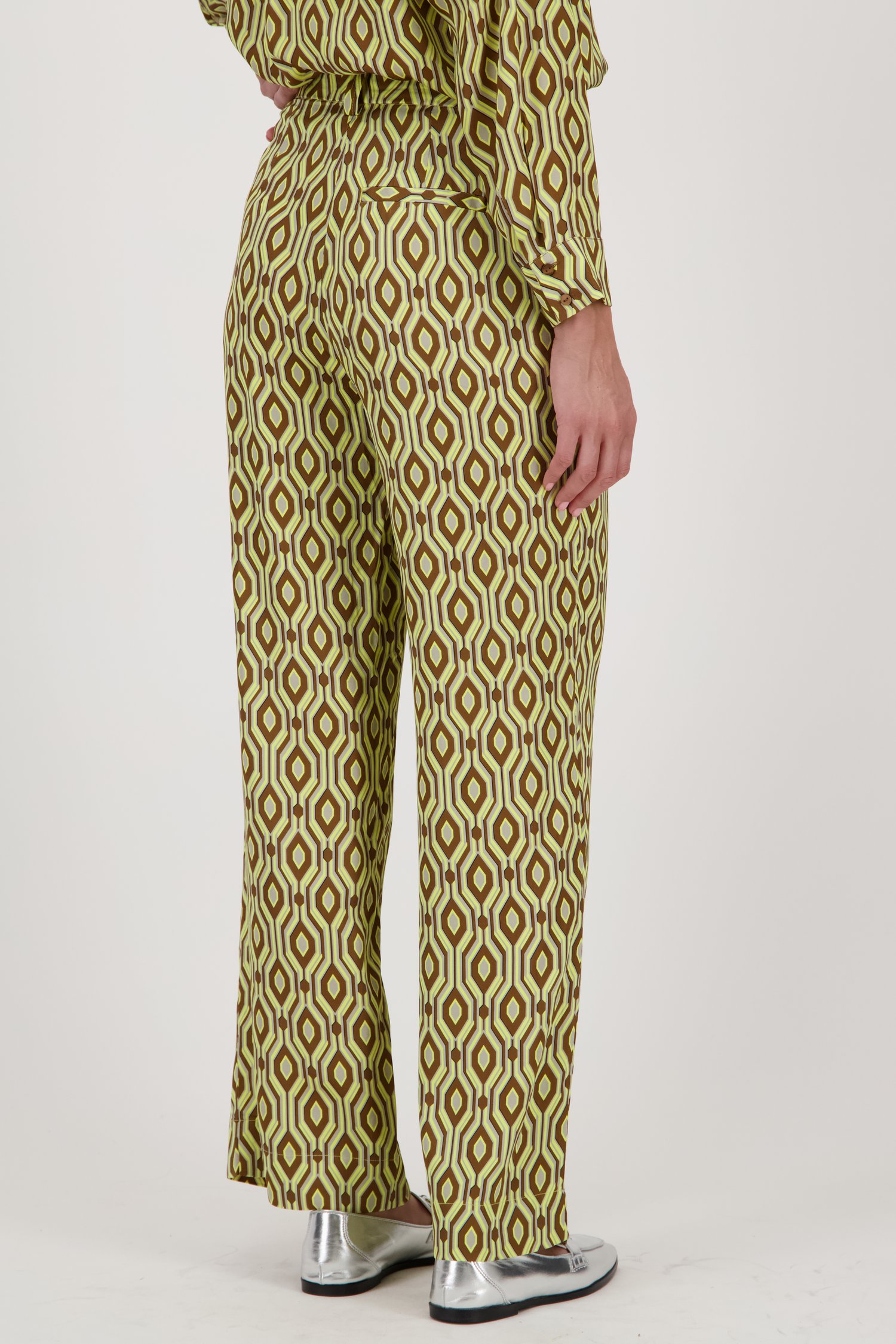 Pantalon large jaune clair avec imprimé gris-brun de Louise pour Femmes