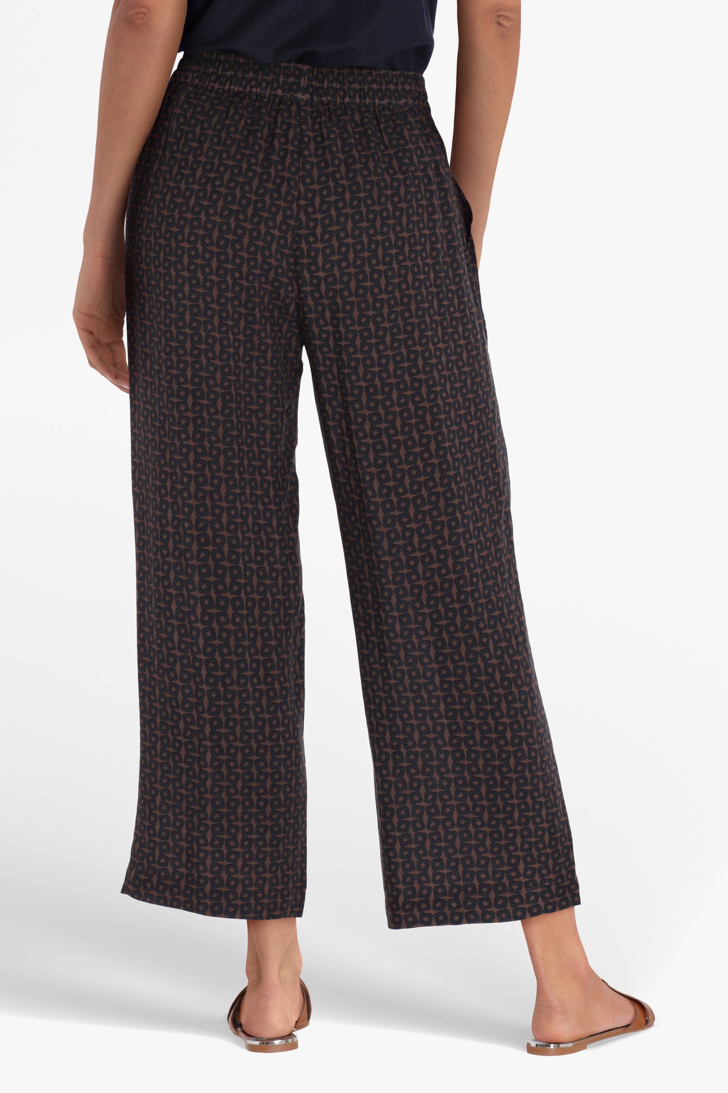 Pantalon marron foncé à imprimé - straight fit de Opus pour Femmes