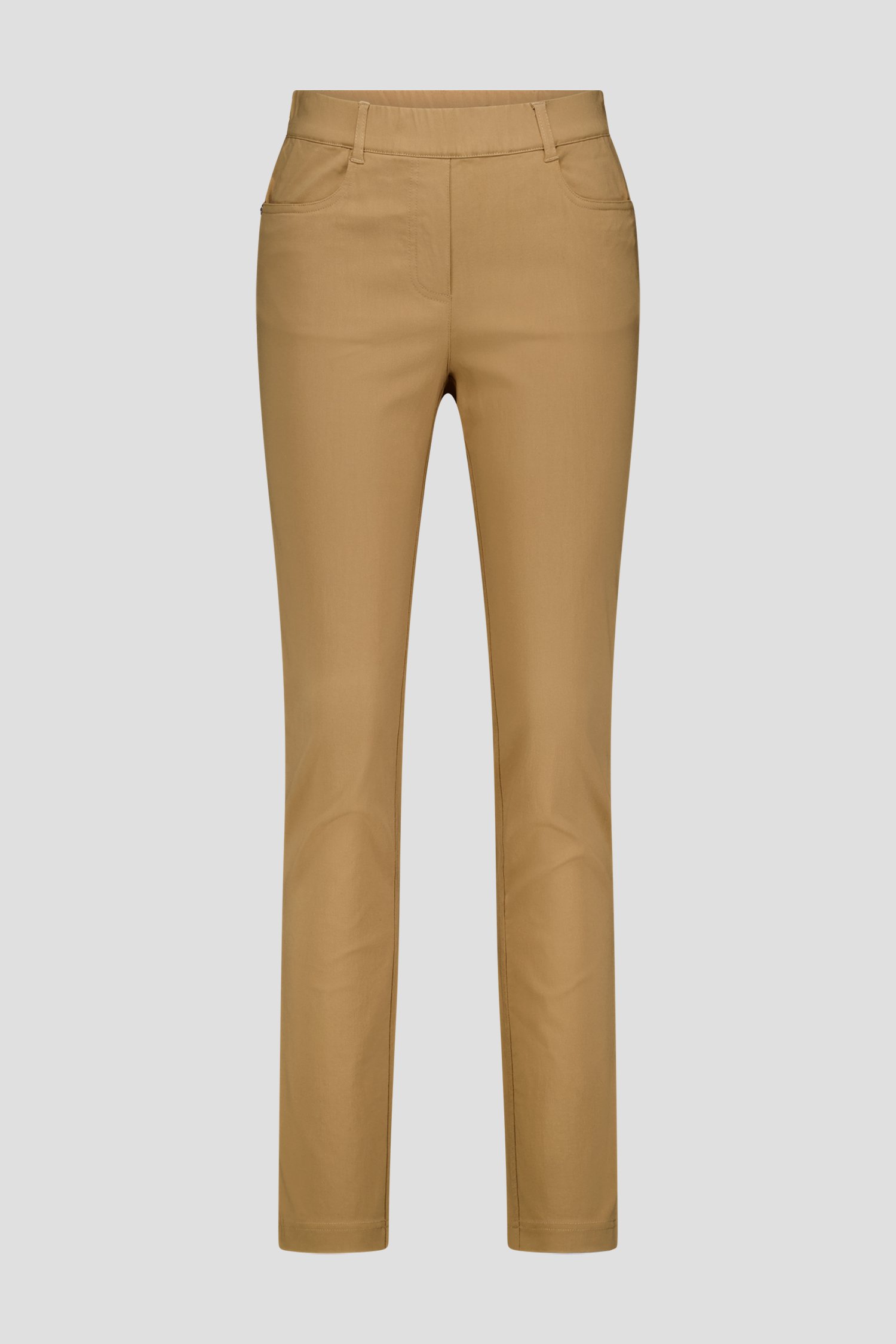 Pantalon stretch beige avec taille élastiquée	 de Claude Arielle pour Femmes