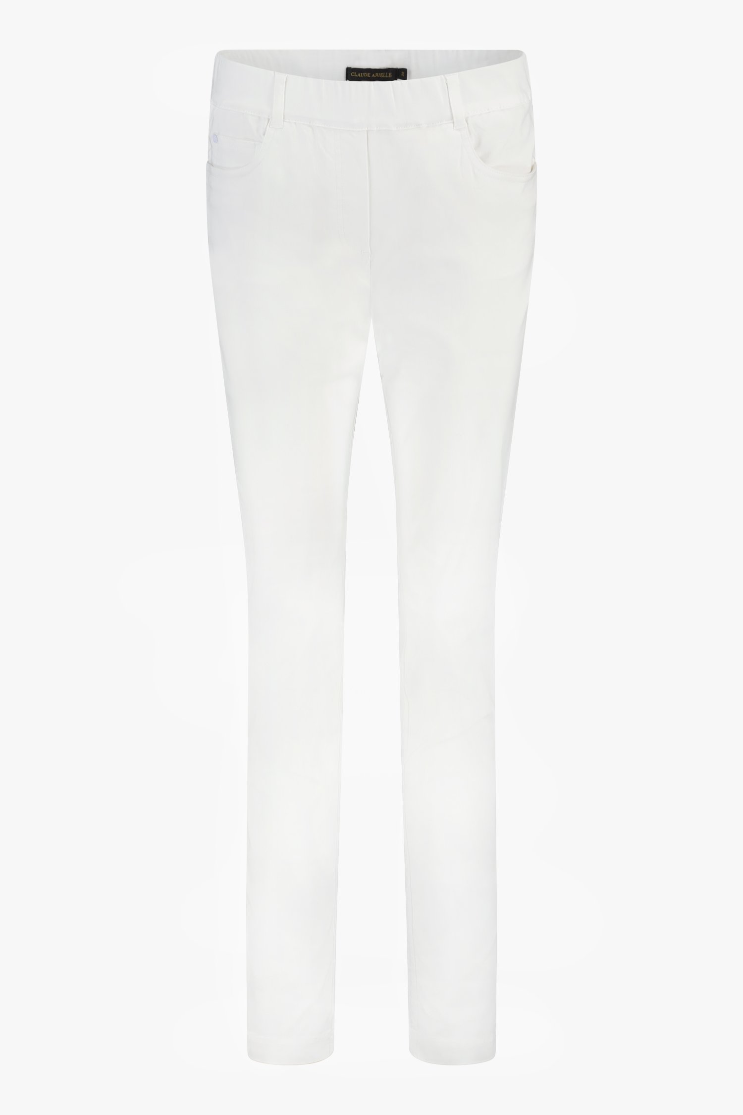 Pantalon stretch blanc avec taille élastiquée	 de Claude Arielle pour Femmes