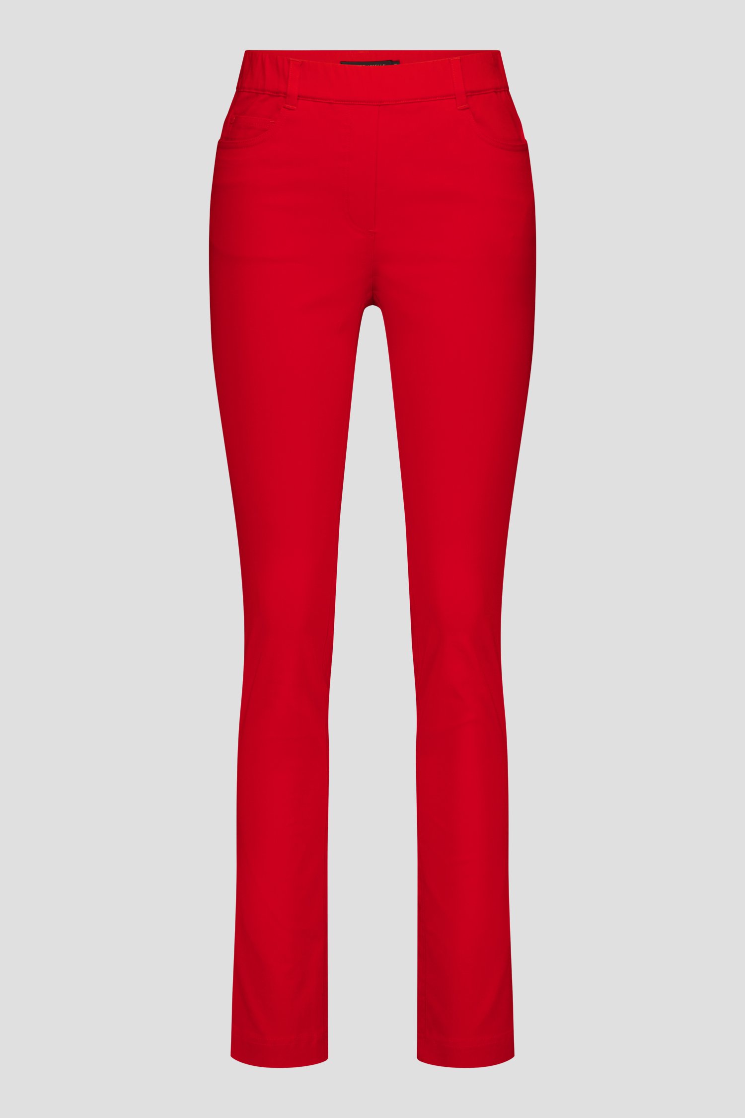 Pantalon stretch rouge avec taille élastiquée	 de Claude Arielle pour Femmes