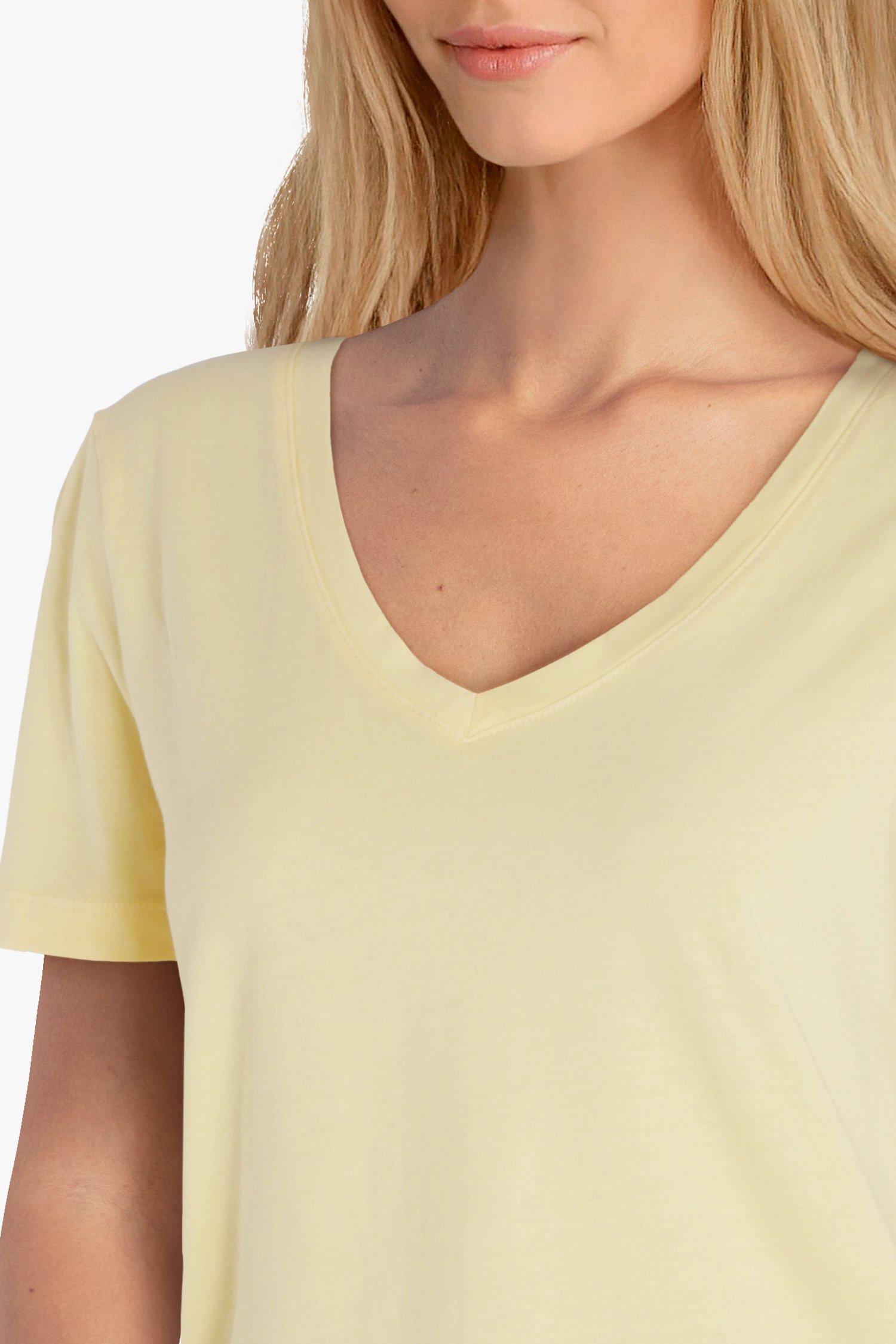 Pastelgeel T-shirt met V-hals van JDY voor Dames