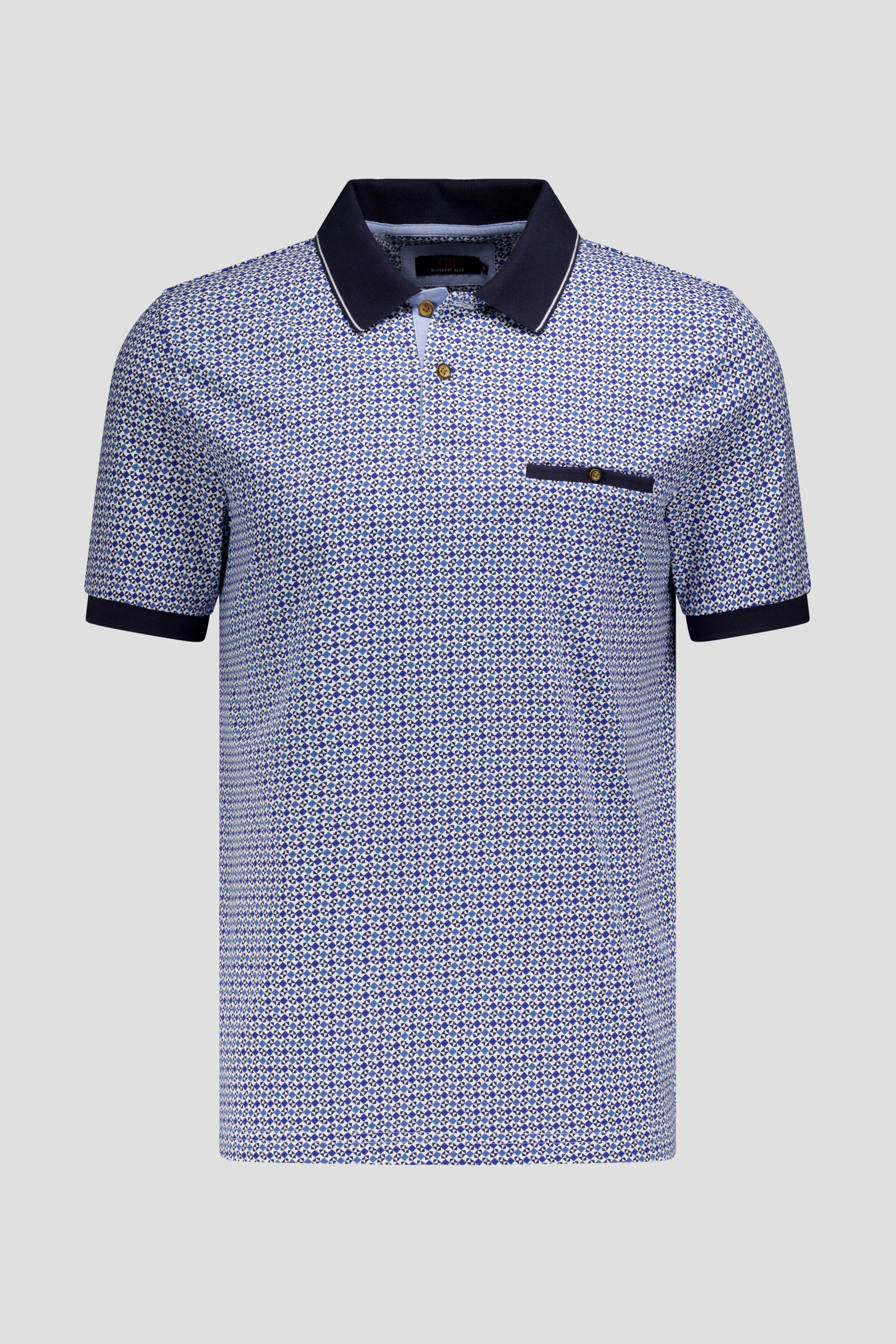 Photo produit 1 de Polo à imprimé géométrique bleu de Dansaert Blue pour Hommes