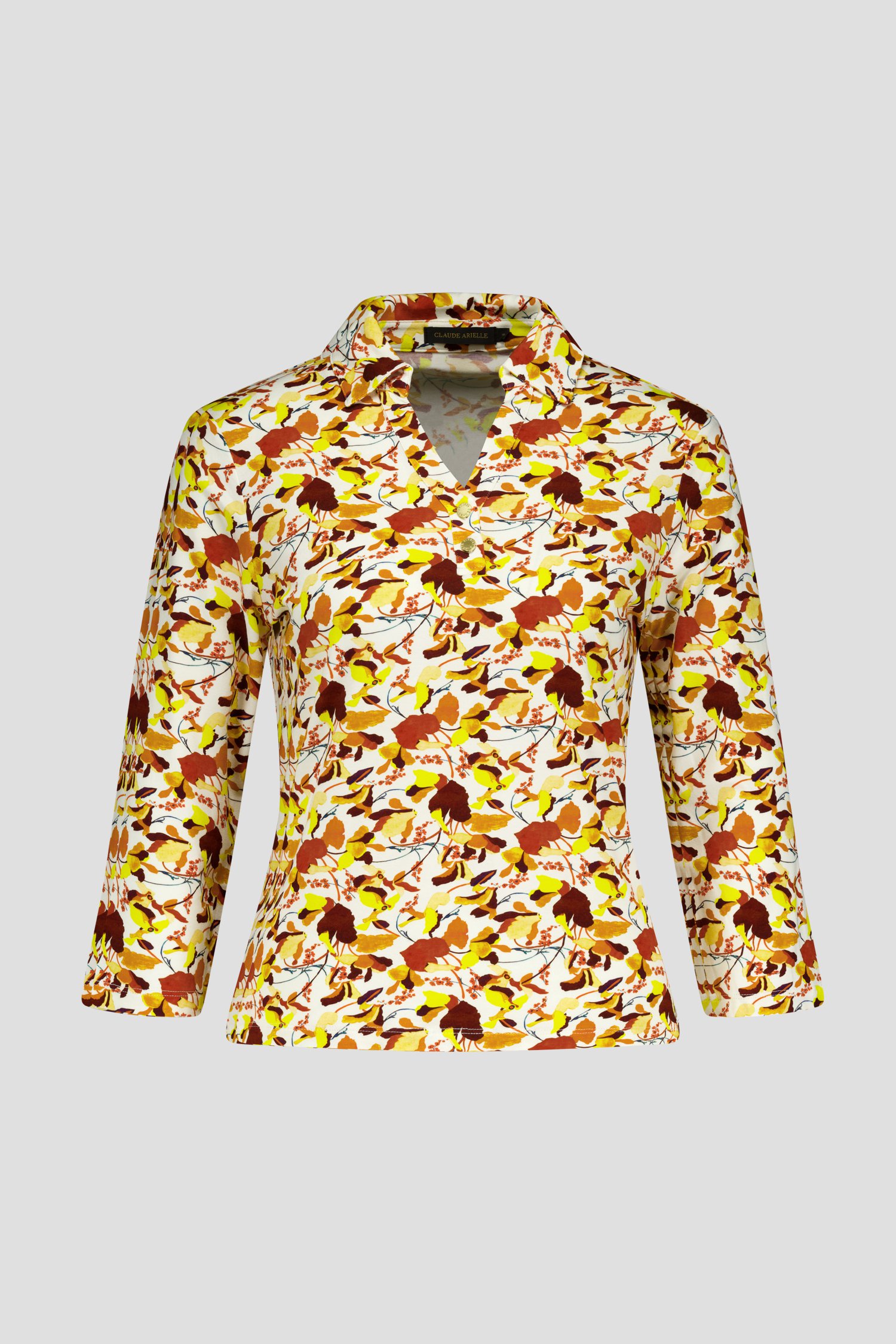 Polo à imprimé jaune-brun  de Claude Arielle pour Femmes