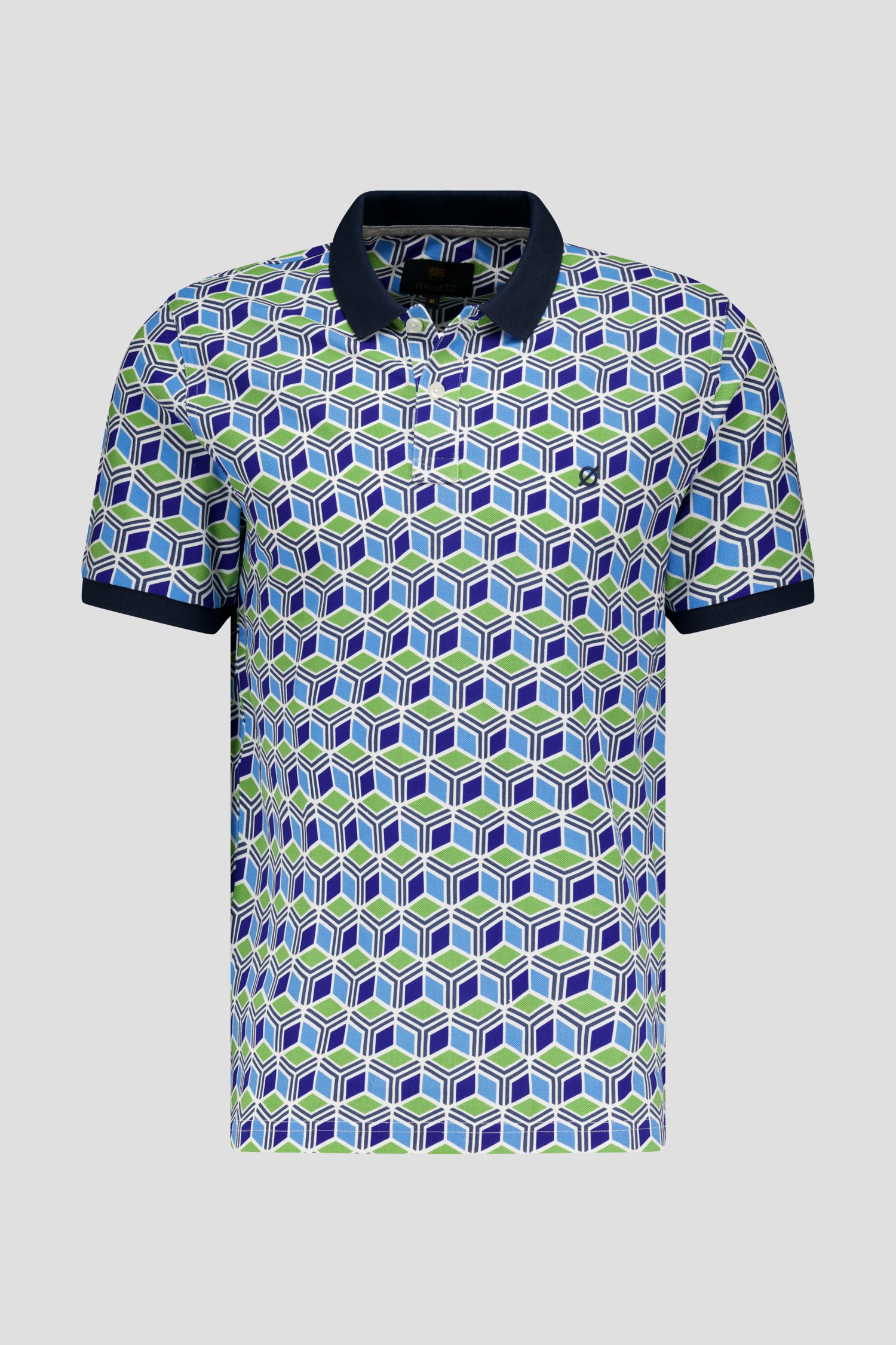 Polo à motif graphique vert-bleu de Ravøtt pour Hommes