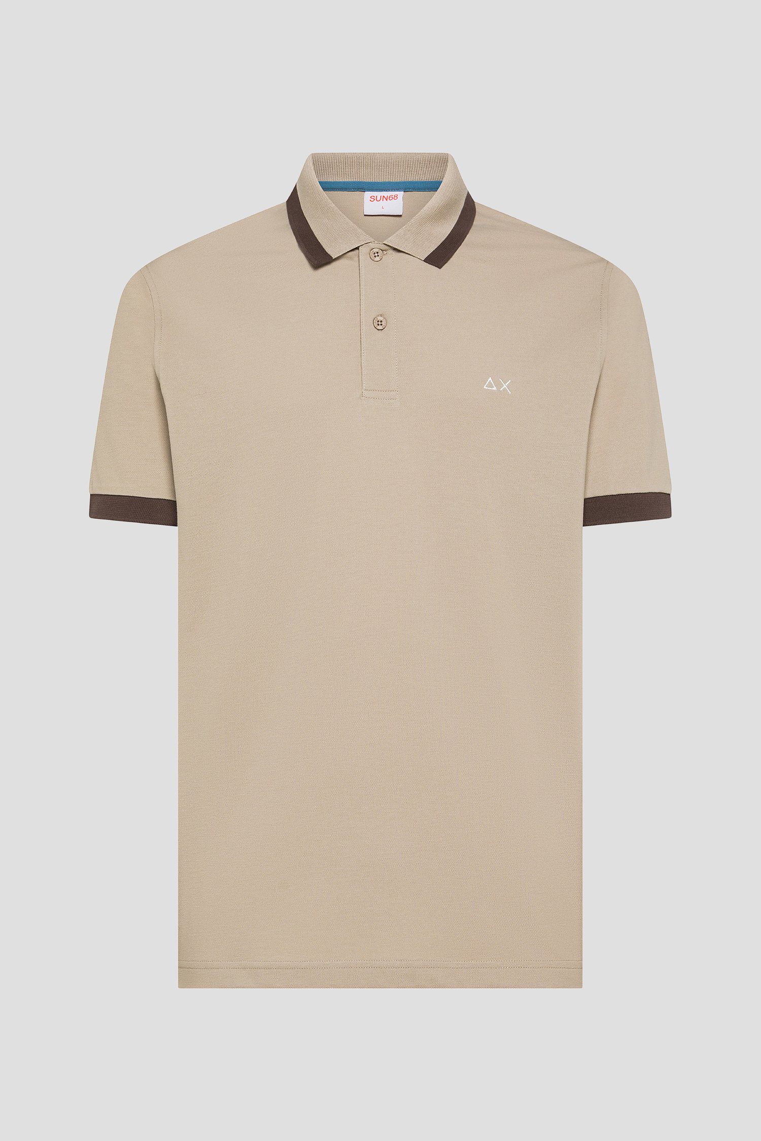 Photo produit 1 de Polo beige à manches courtes avec bords contrastés de Sun68 pour Hommes