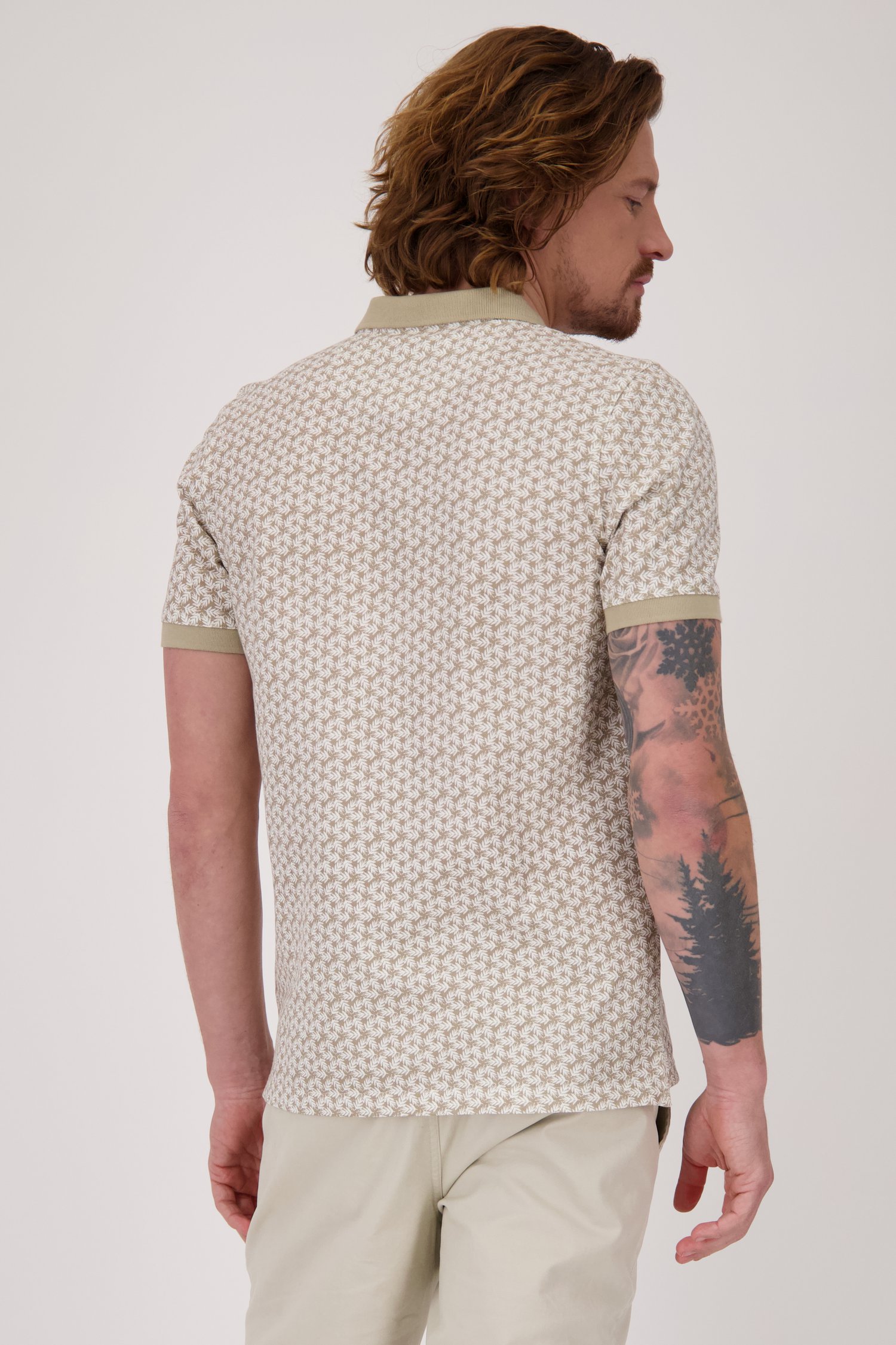 Polo beige avec motif de feuilles fines de Ravøtt pour Hommes