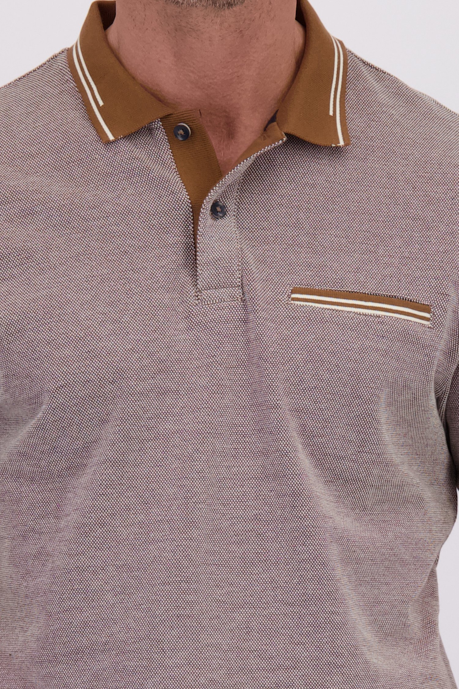 Détail de Polo beige chiné de Dansaert Blue pour Hommes