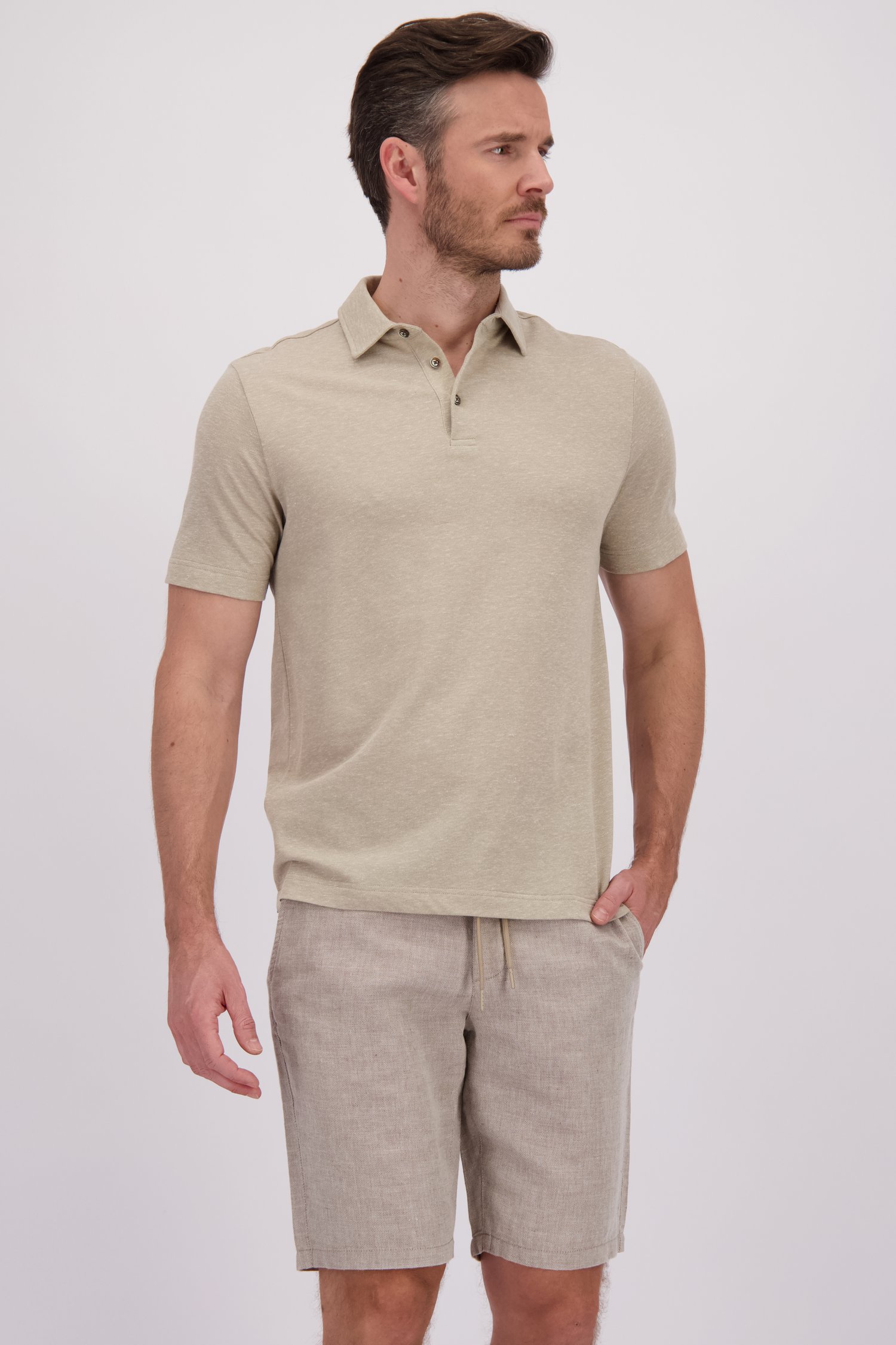 Le devant de Polo beige chiné de Upper East pour Hommes
