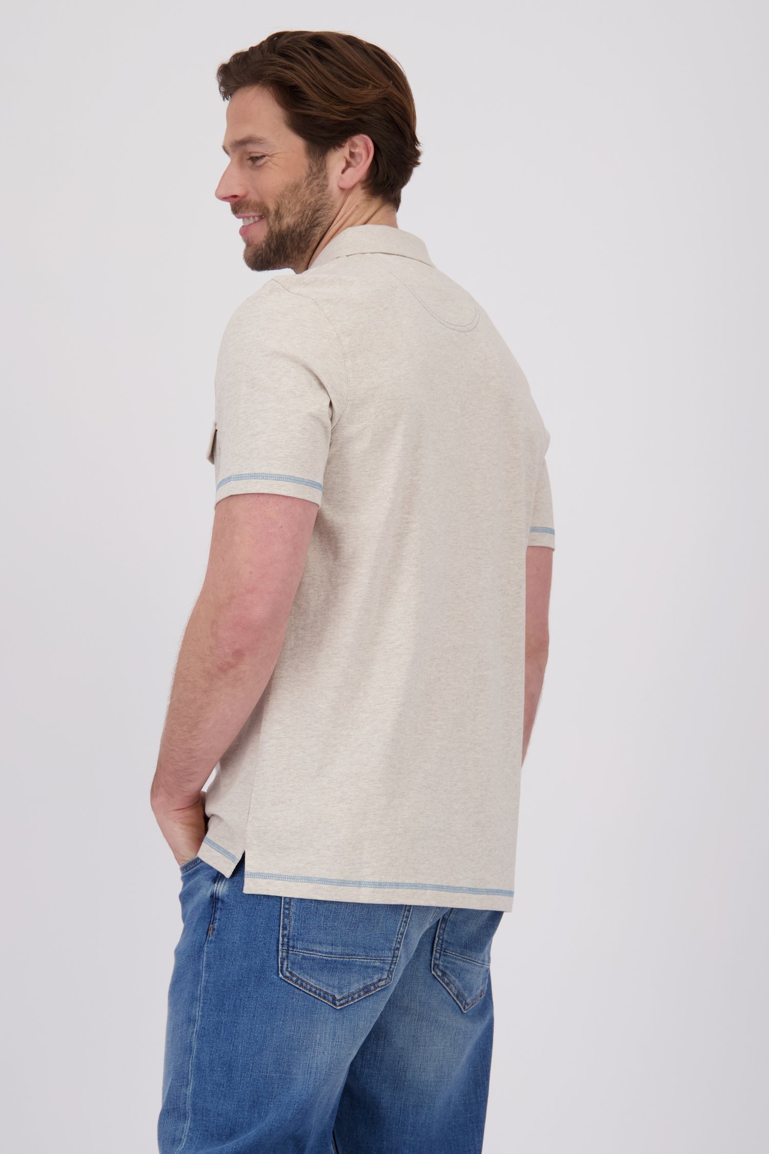 Polo beige clair chiné de Ravøtt pour Hommes