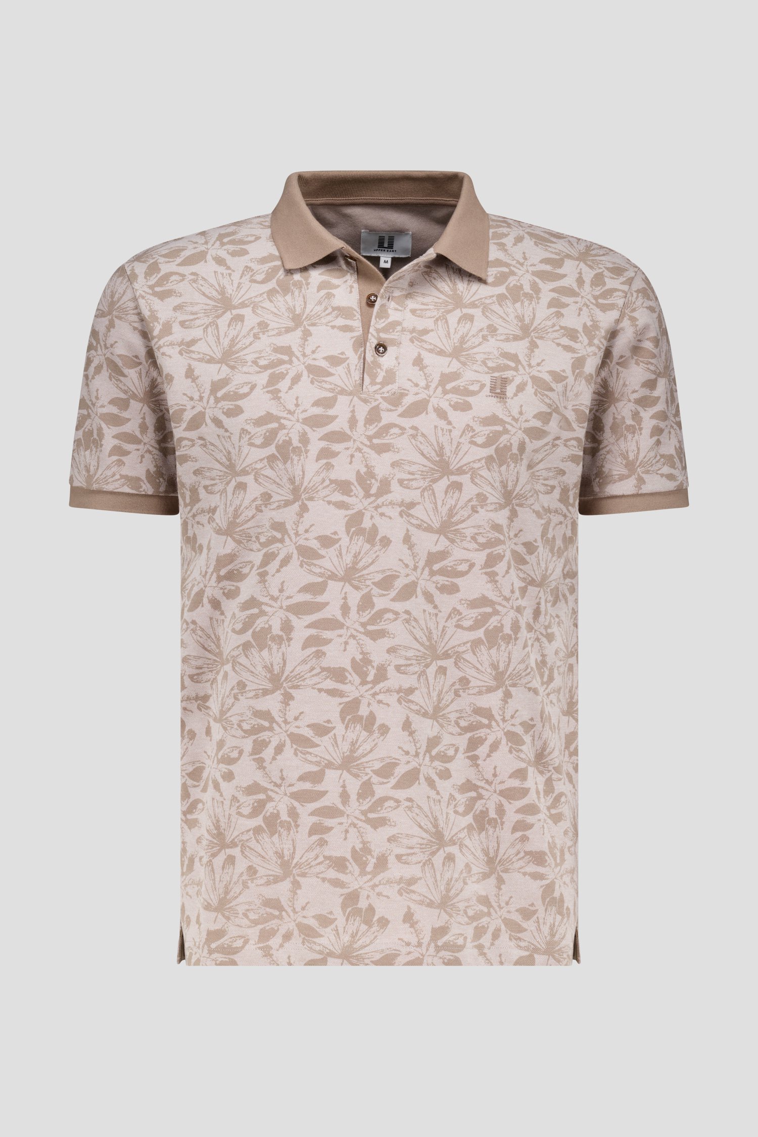 Polo beige-marron à imprimé floral de Upper East pour Hommes