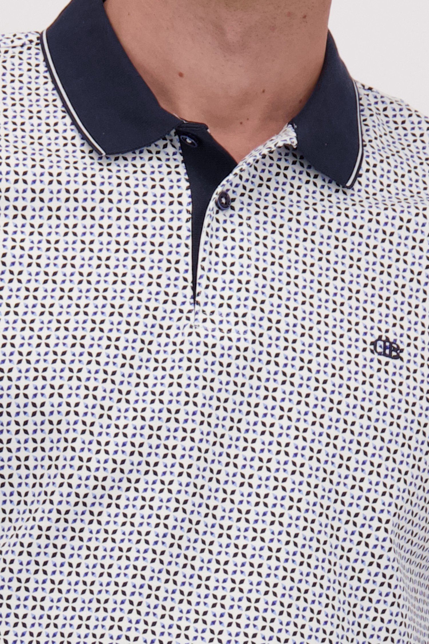 Polo blanc à imprimé bleu de Dansaert Blue pour Hommes