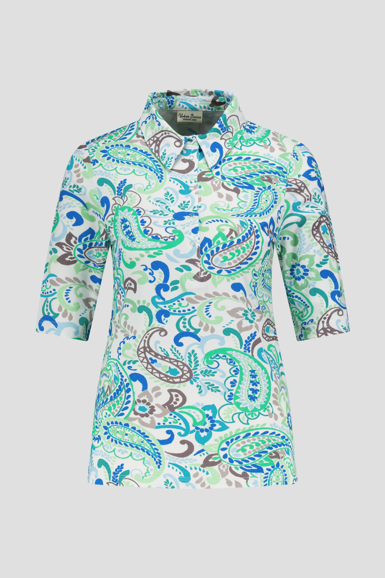 Polo blanc à imprimé cachemire et fleurs de Barbara Lebek pour Femmes