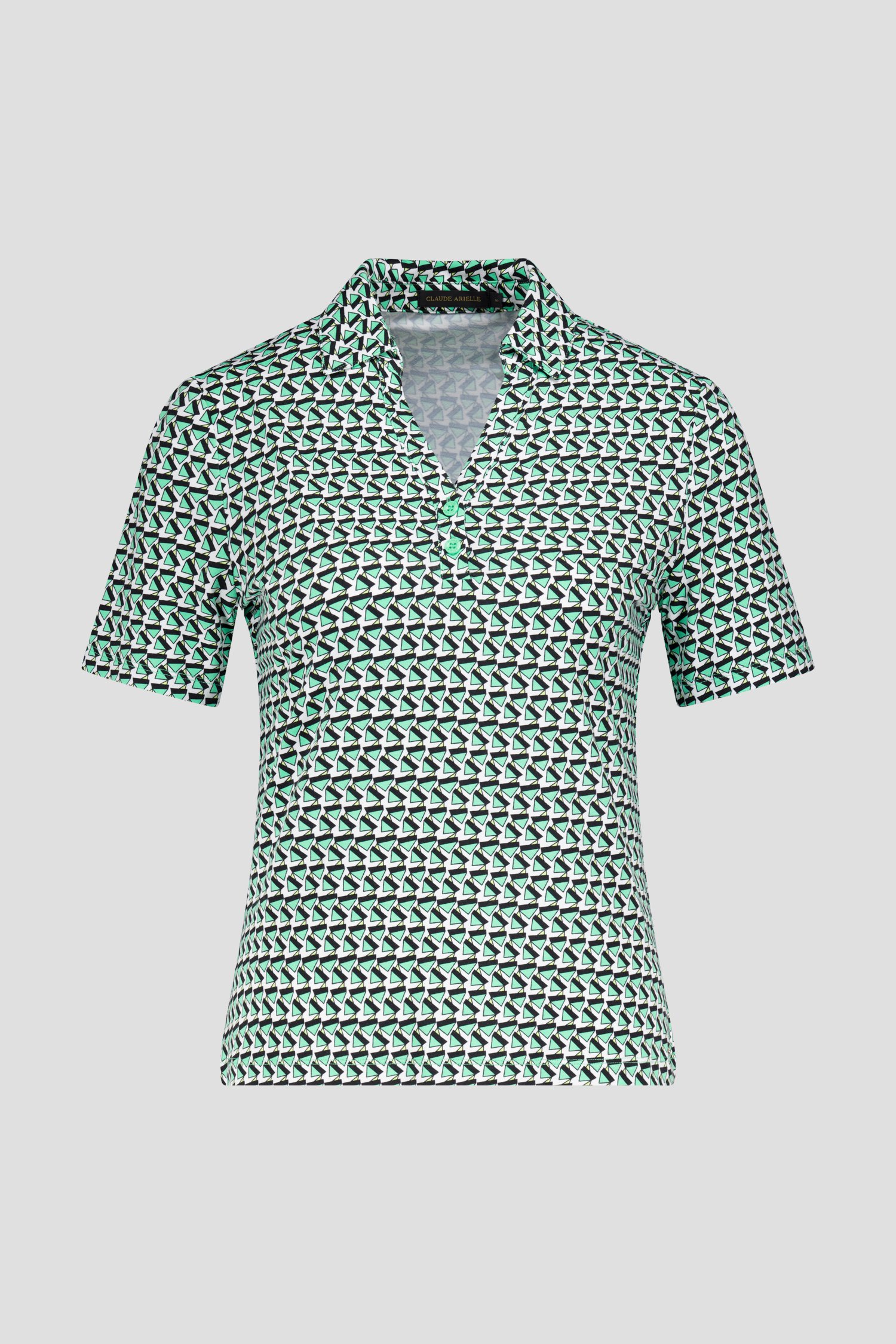 Polo blanc à imprimé de triangles verts de Claude Arielle pour Femmes