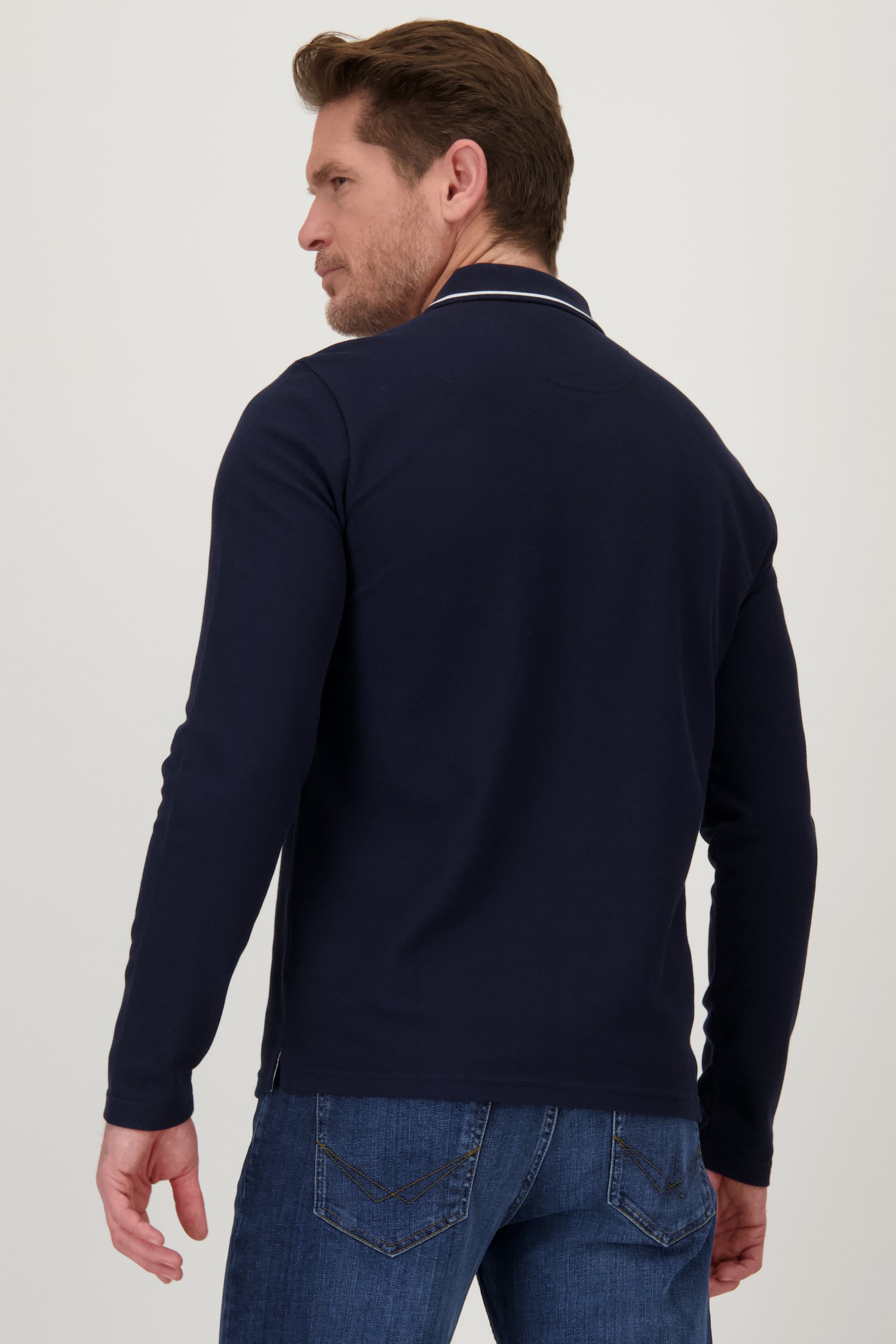Polo bleu à manches longues de Dansaert Blue pour Hommes