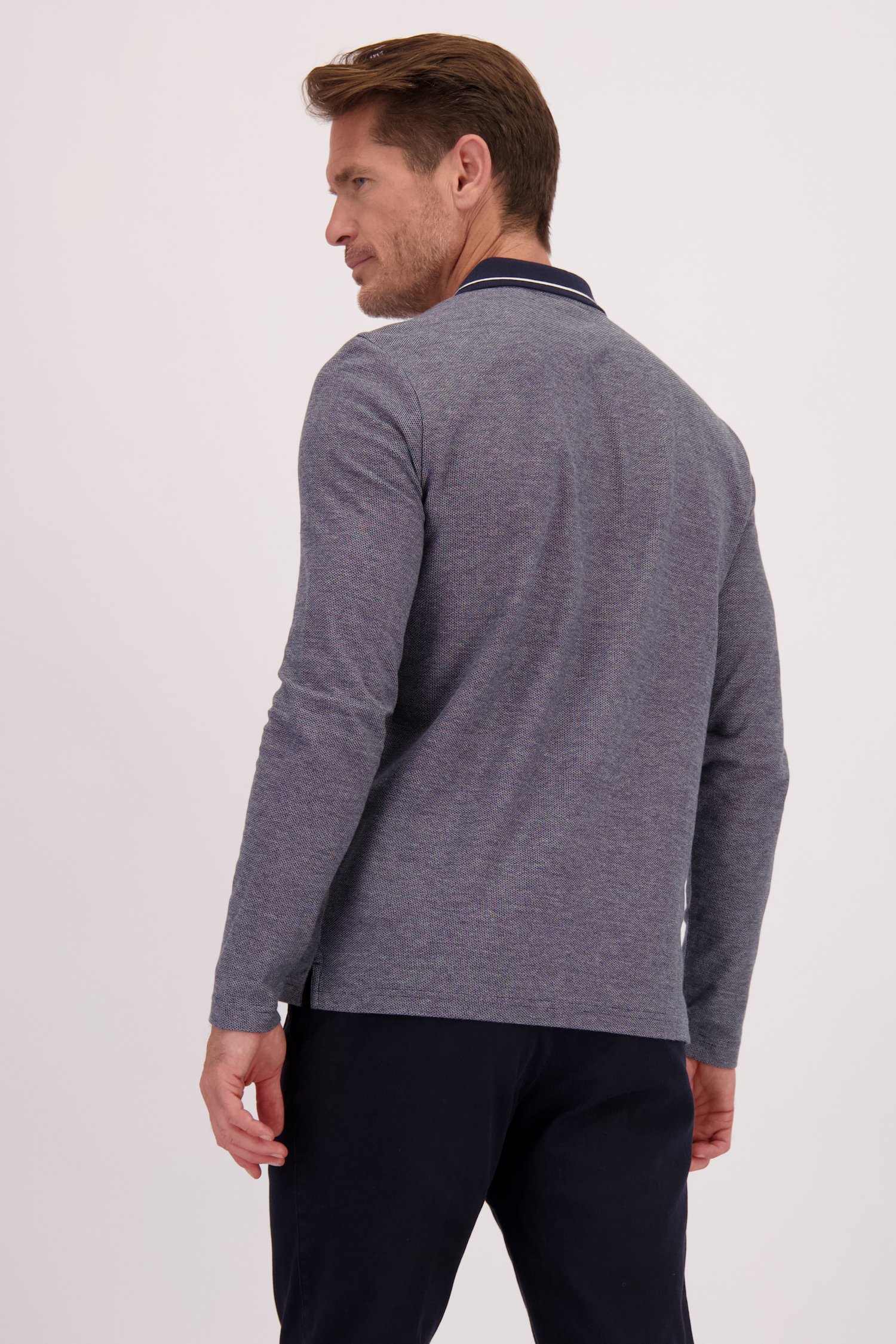 Le dos de Polo bleu à manches longues de Dansaert Blue pour Hommes