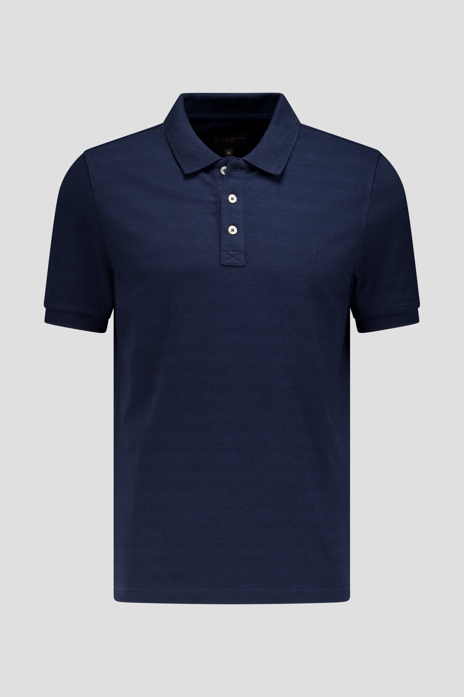 Photo produit 1 de Polo bleu à rayures jacquard de Ravøtt pour Hommes