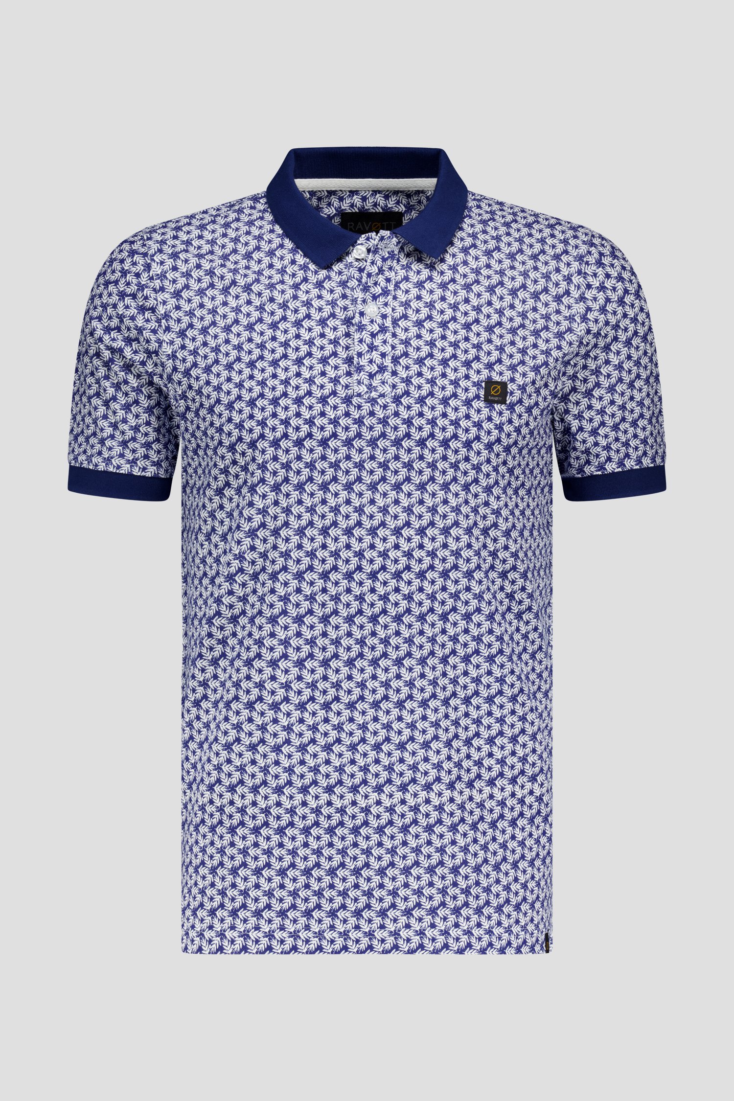 Polo bleu avec motif de feuilles fines de Ravøtt pour Hommes