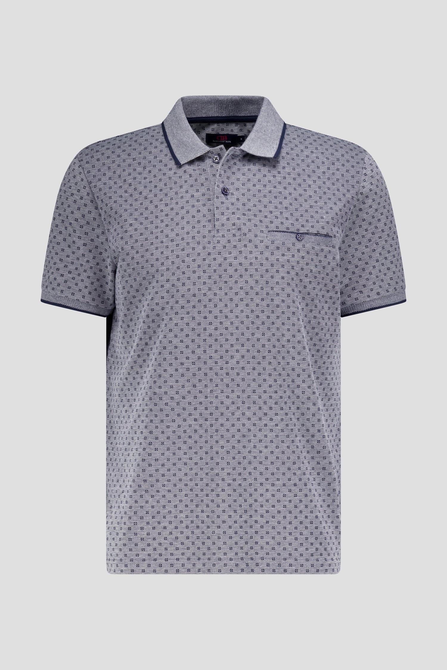 Polo bleu-blanc mélangé avec imprimé bleu foncé de Dansaert Blue pour Hommes