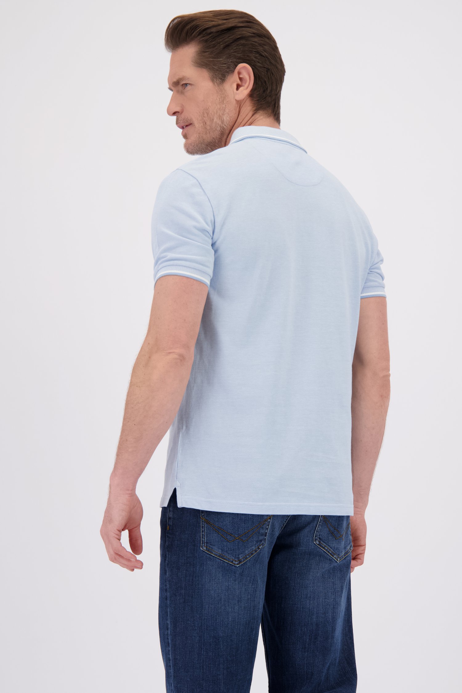 Le dos de Polo bleu clair à manches courtes de Dansaert Blue pour Hommes