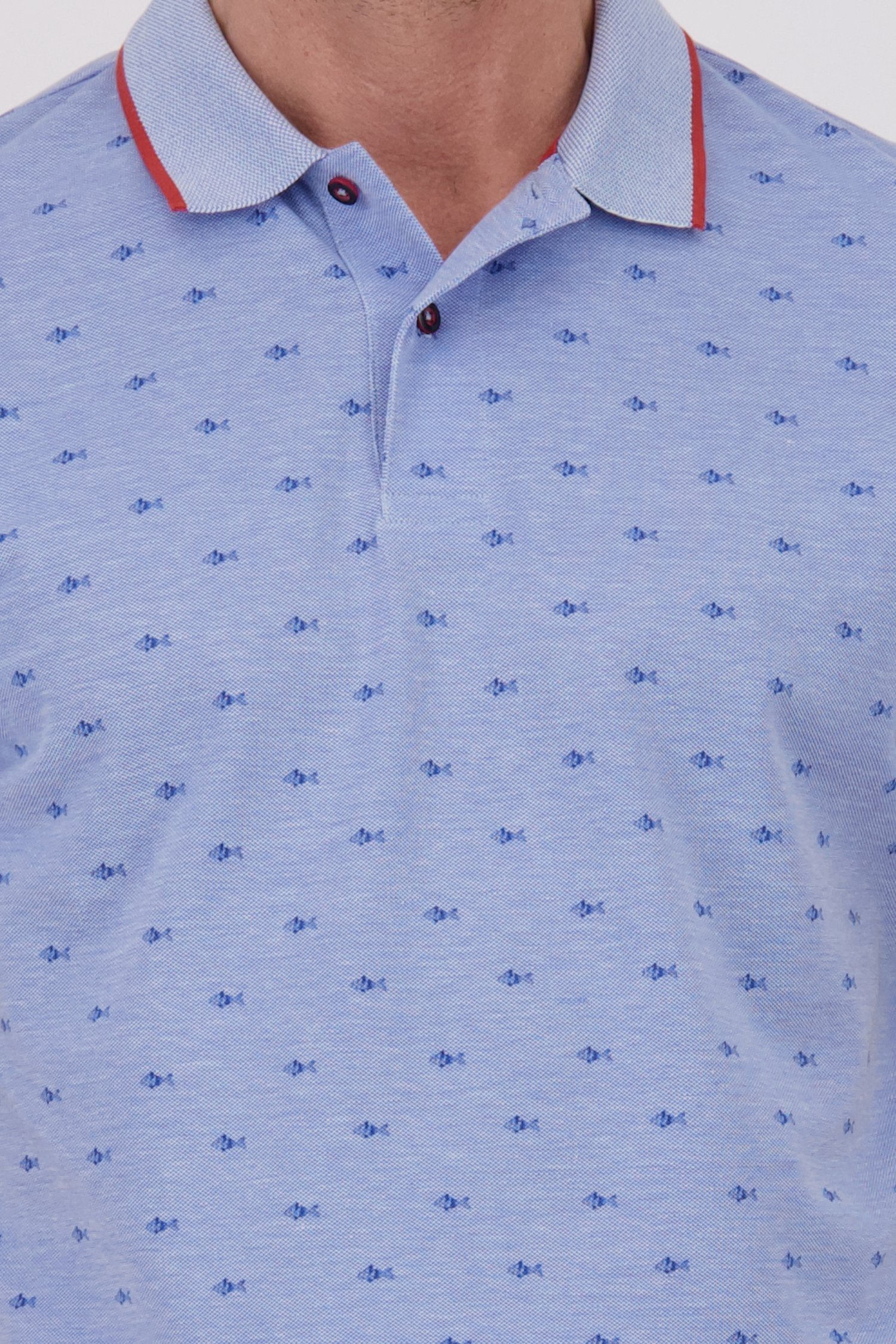 Polo bleu clair avec imprimé de poissons de Dansaert Blue pour Hommes